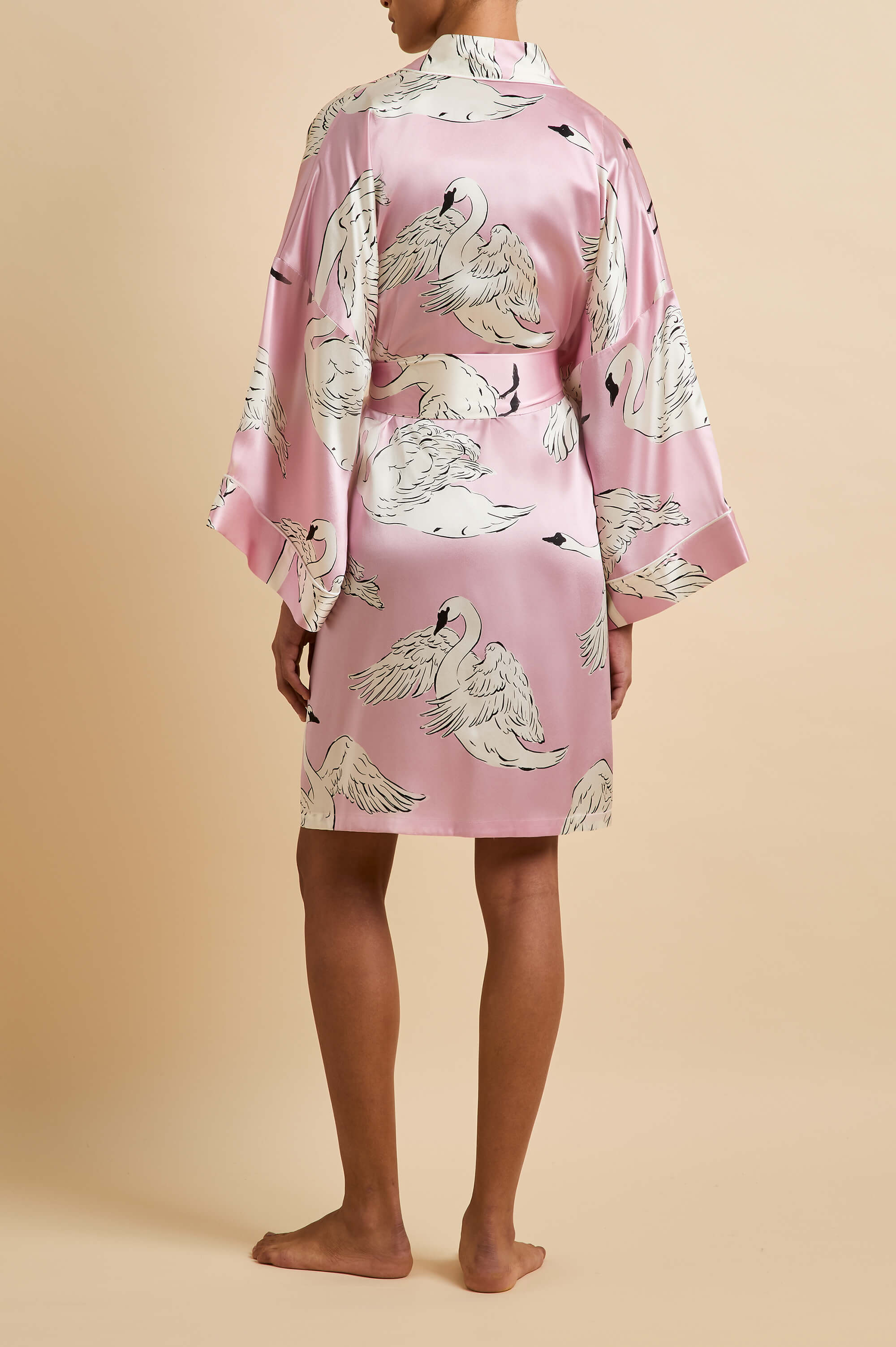 Mimi Selene Pink Swan Robe in Silk Satin - Image 4