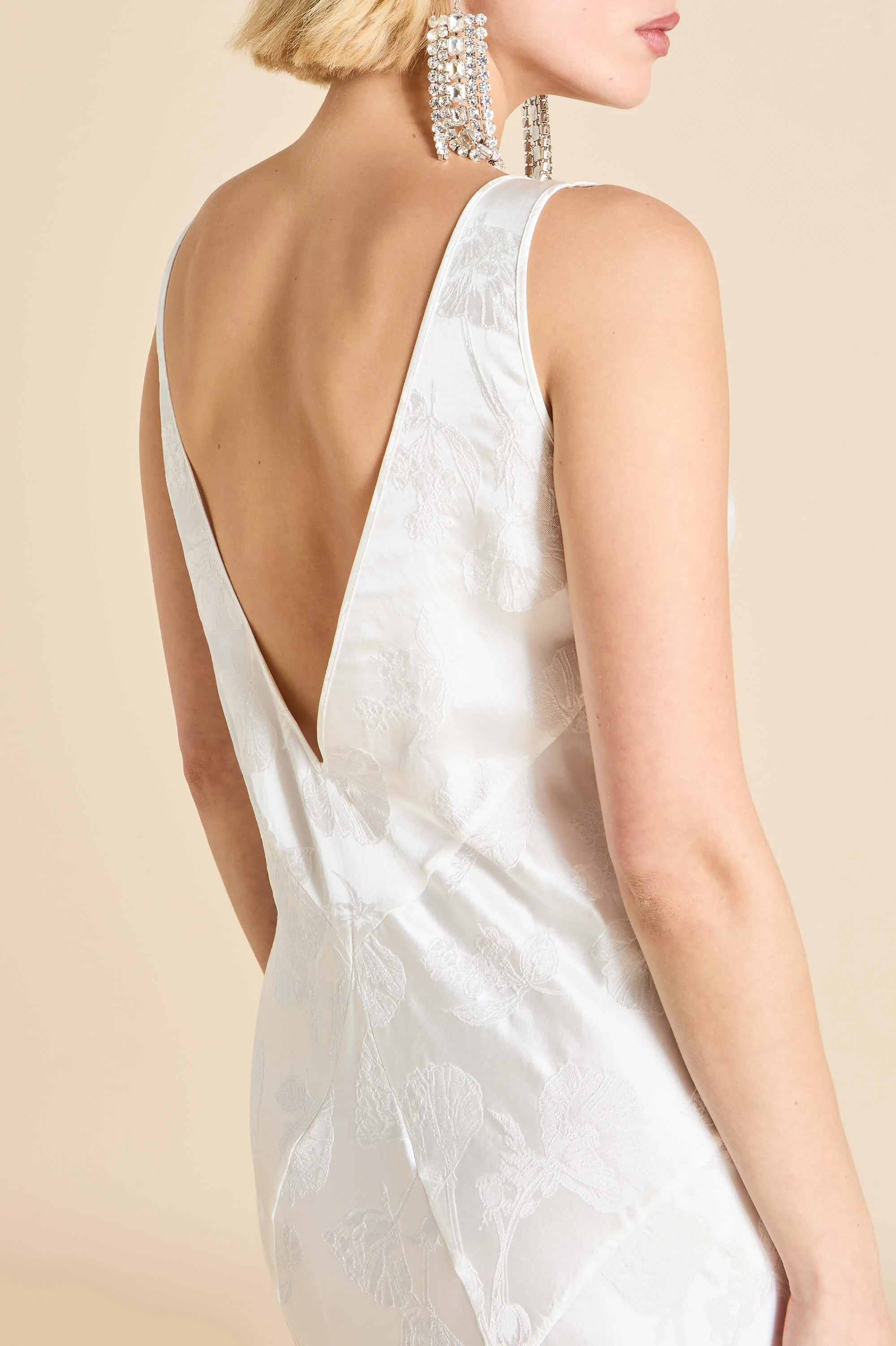 Paloma Liliana Ivory Floral Dress in Silk Jacquard - Image 3