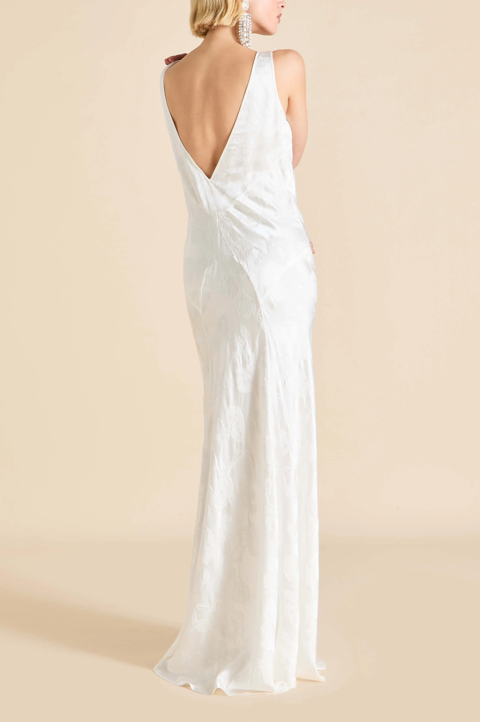 Paloma Liliana Ivory Floral Dress in Silk Jacquard - Image 4
