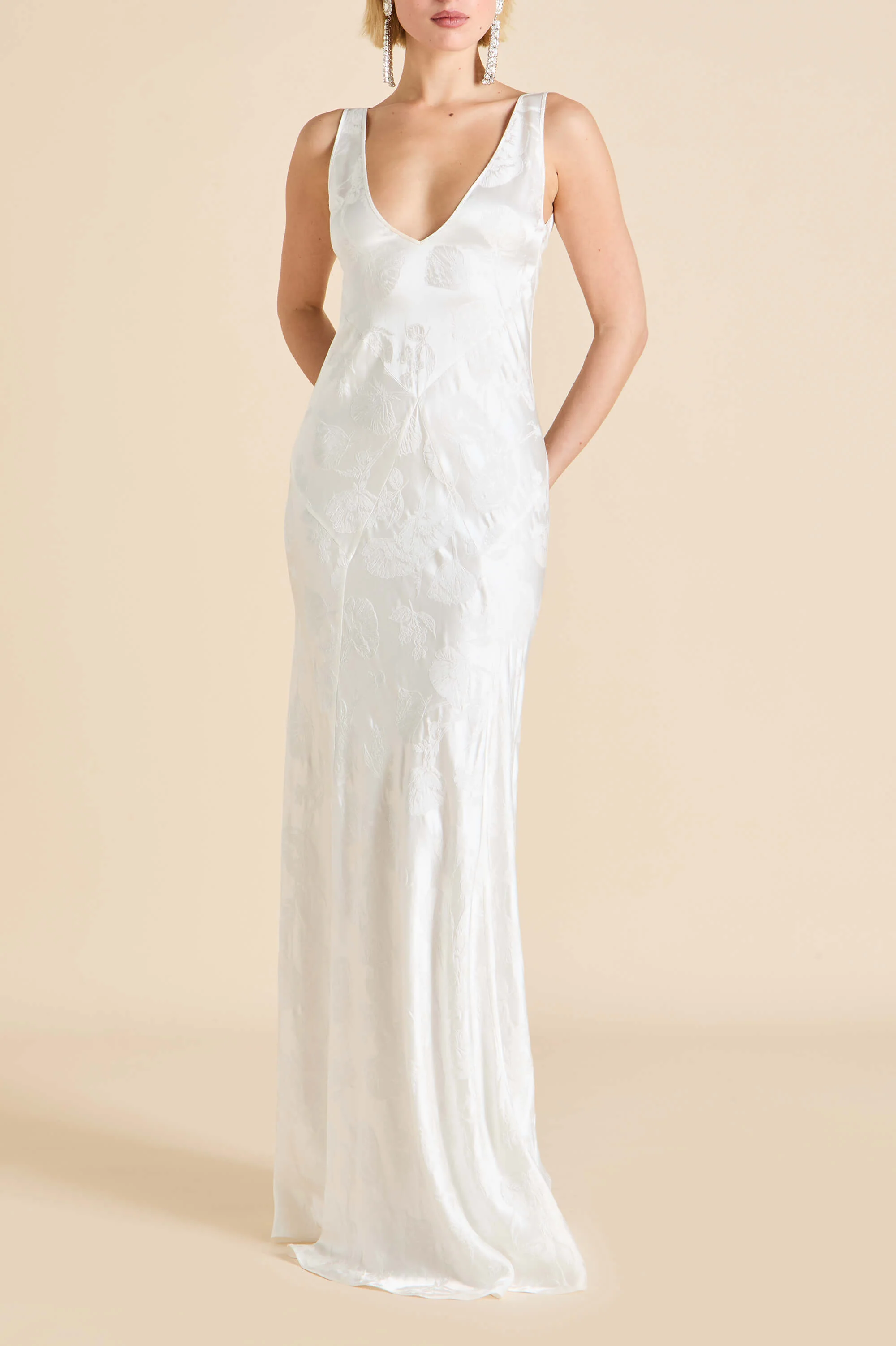 Paloma Liliana Ivory Floral Dress in Silk Jacquard - Image 5