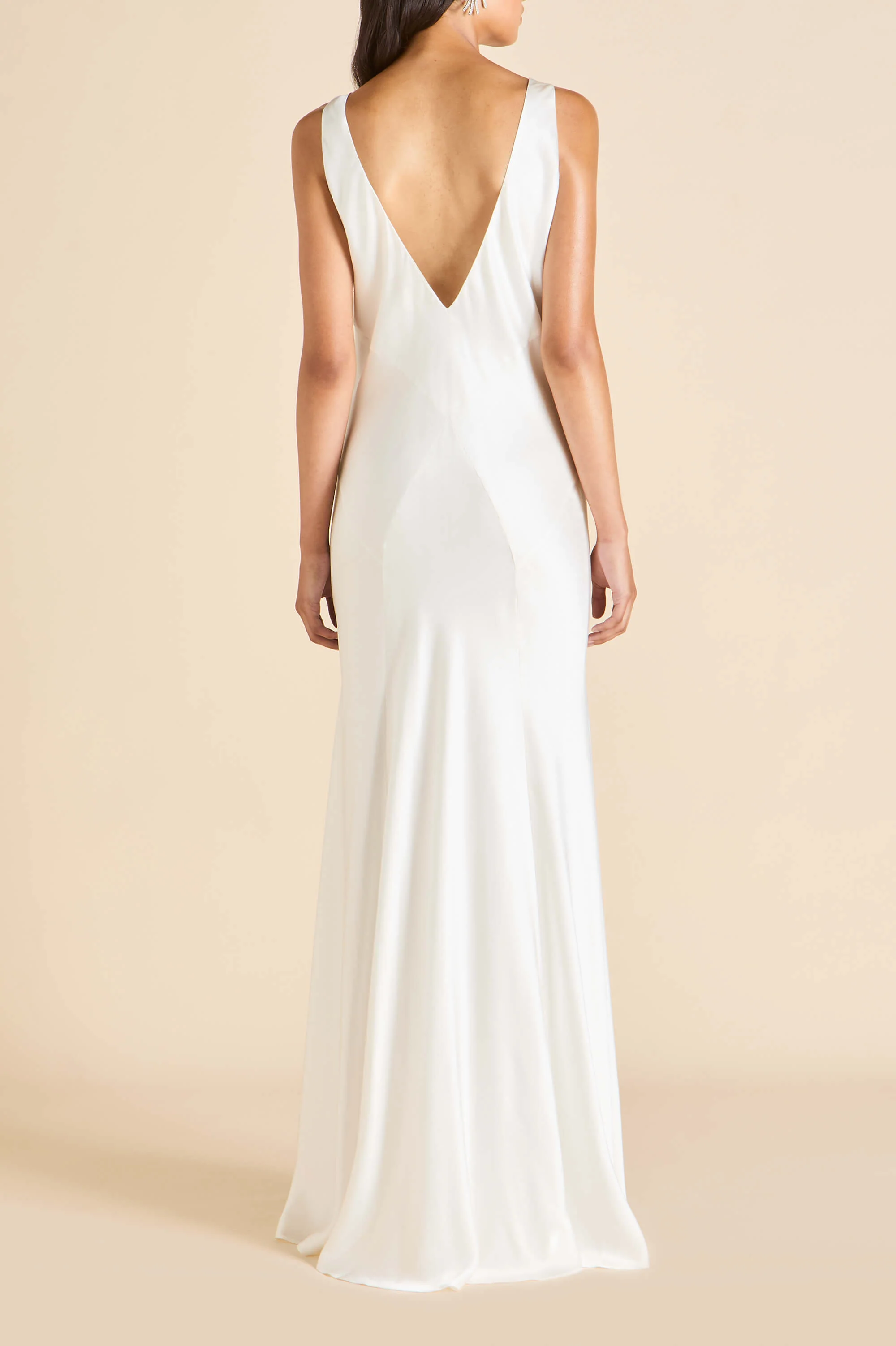 Paloma Ivory Lined Dress in Silk Satin - Image 3