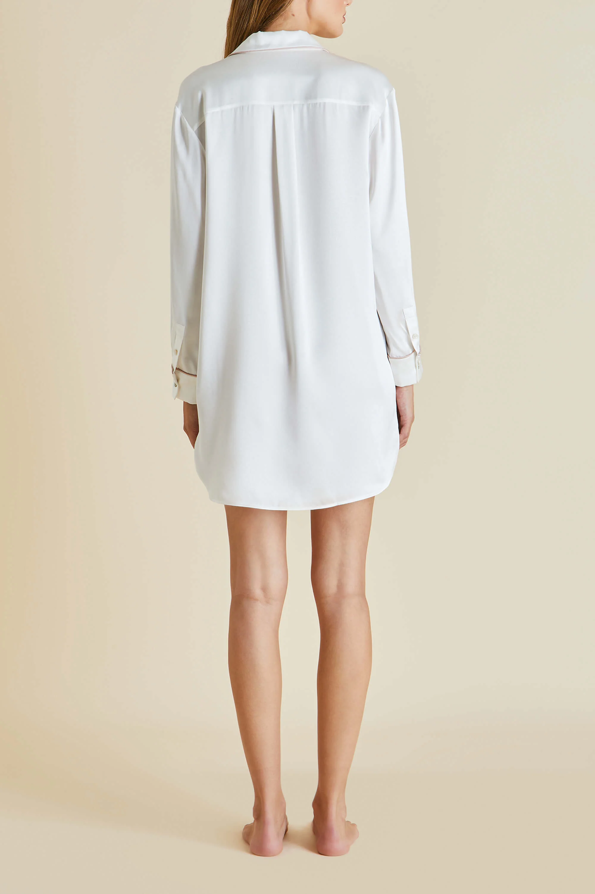 Poppy Ivory Oyster Nightshirt in Silk Satin - Image 5