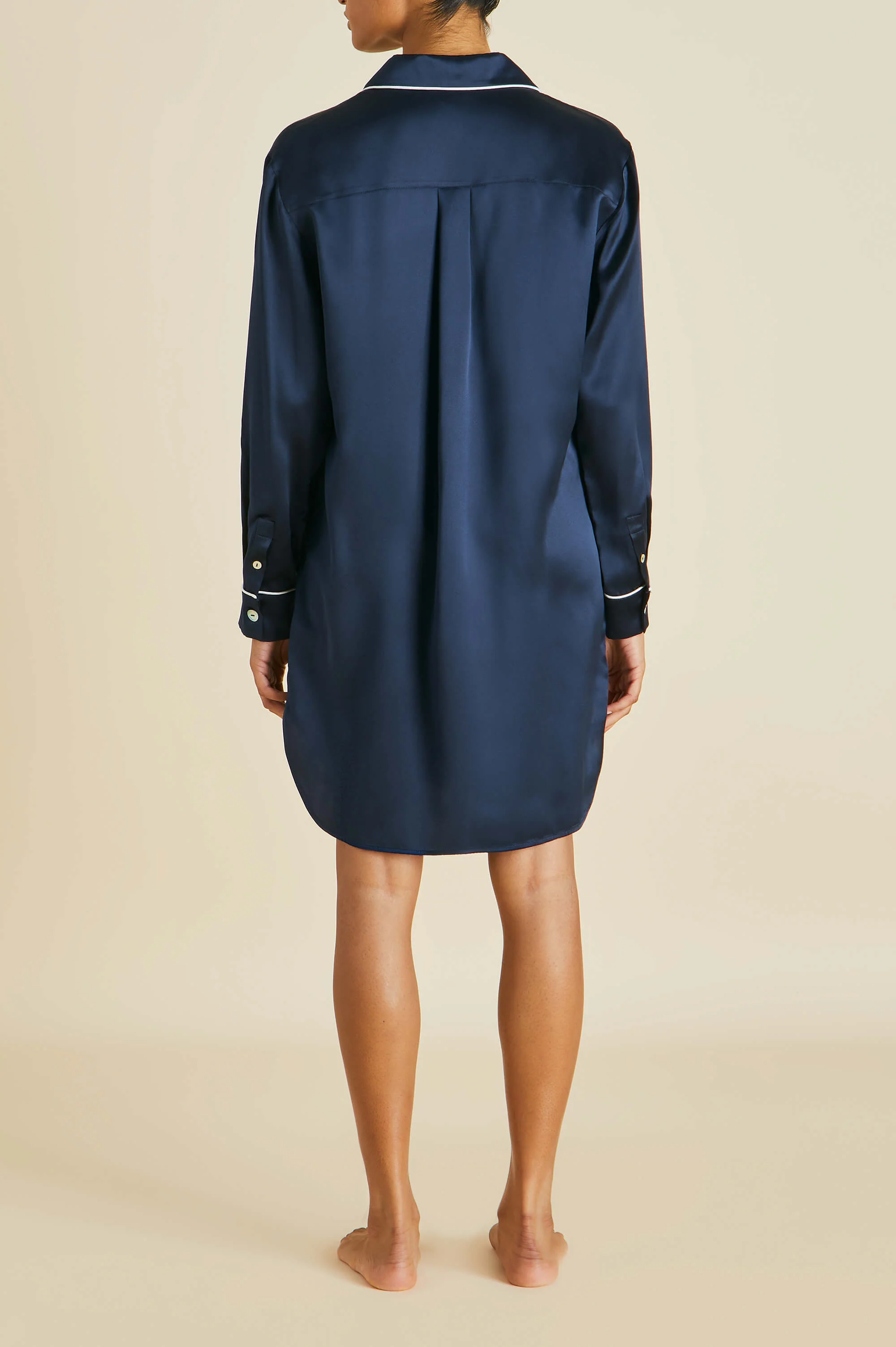 Poppy Navy Nightshirt in Silk Satin - Image 4