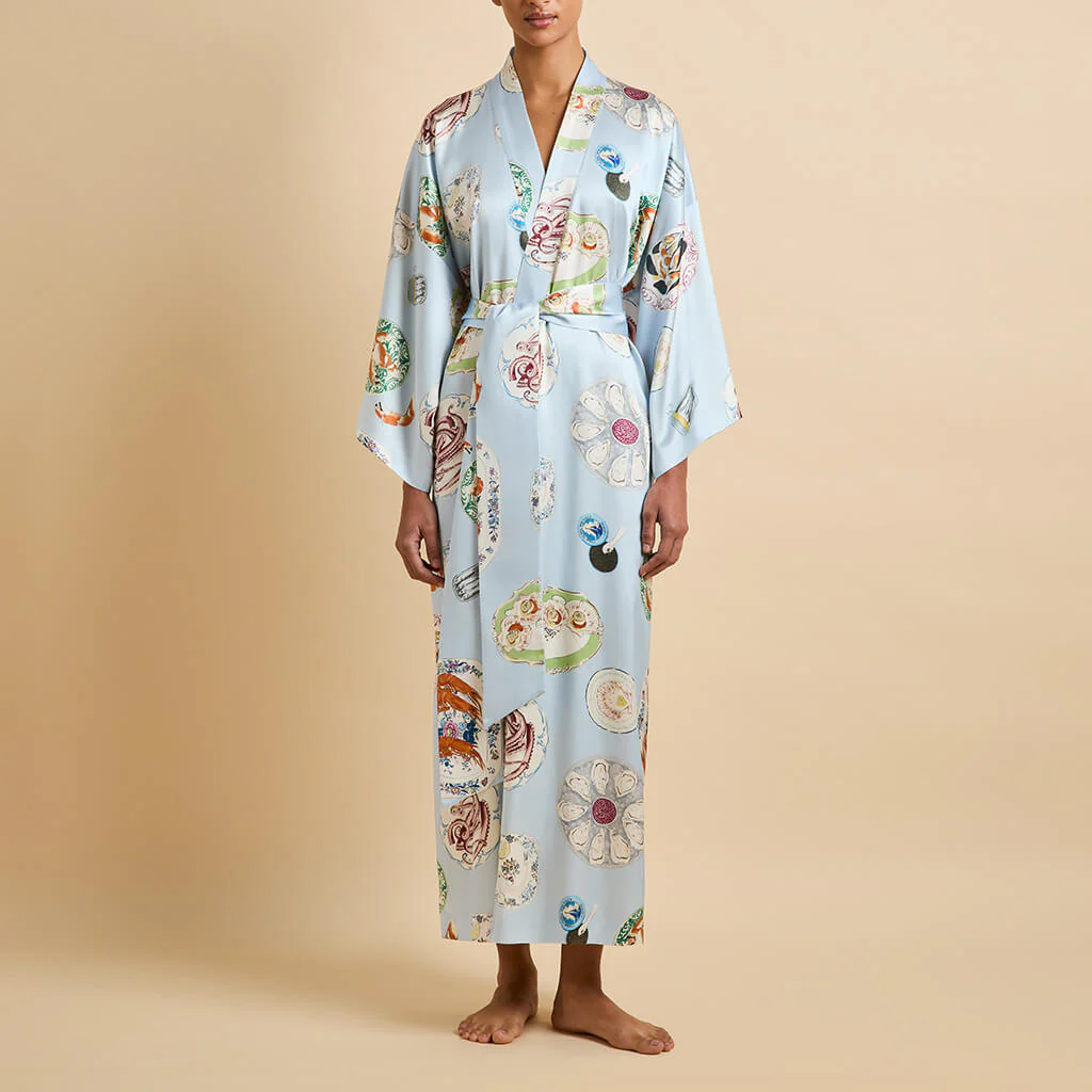 Queenie Cadiz Blue Seafood Robe in Silk Satin - Image 2