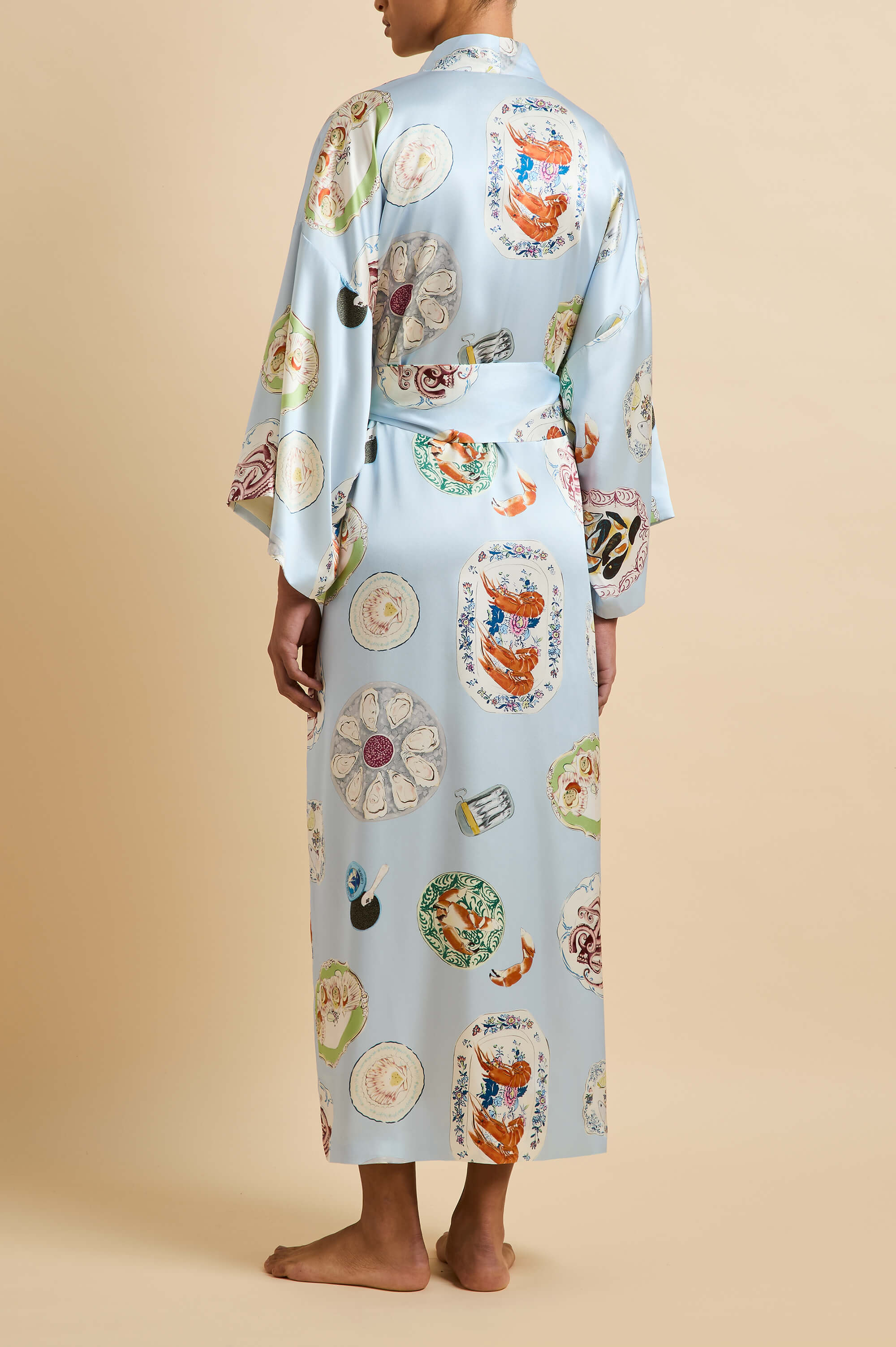 Queenie Cadiz Blue Seafood Robe in Silk Satin - Image 4
