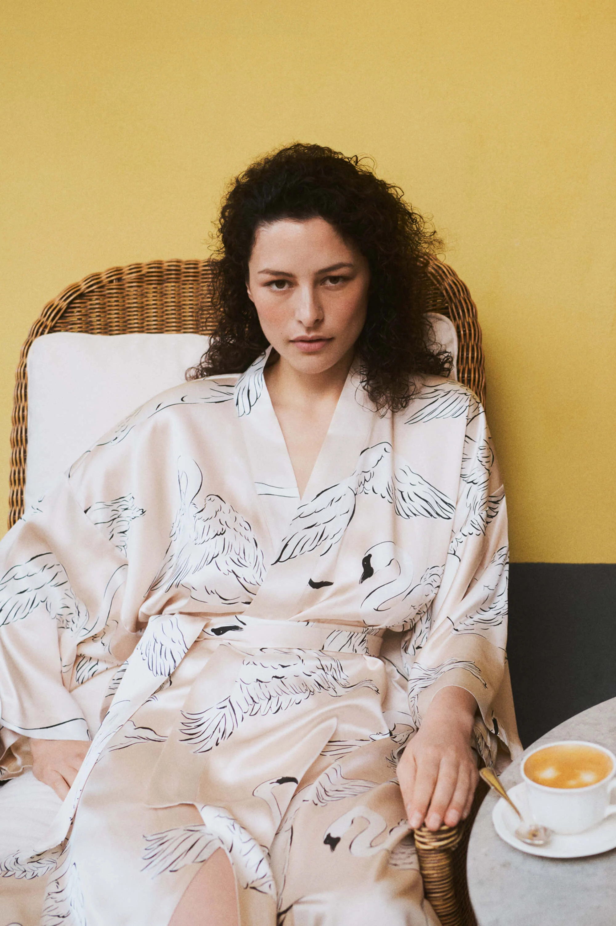 Queenie Blanca Cream Swan Robe in Silk Satin - Image 7