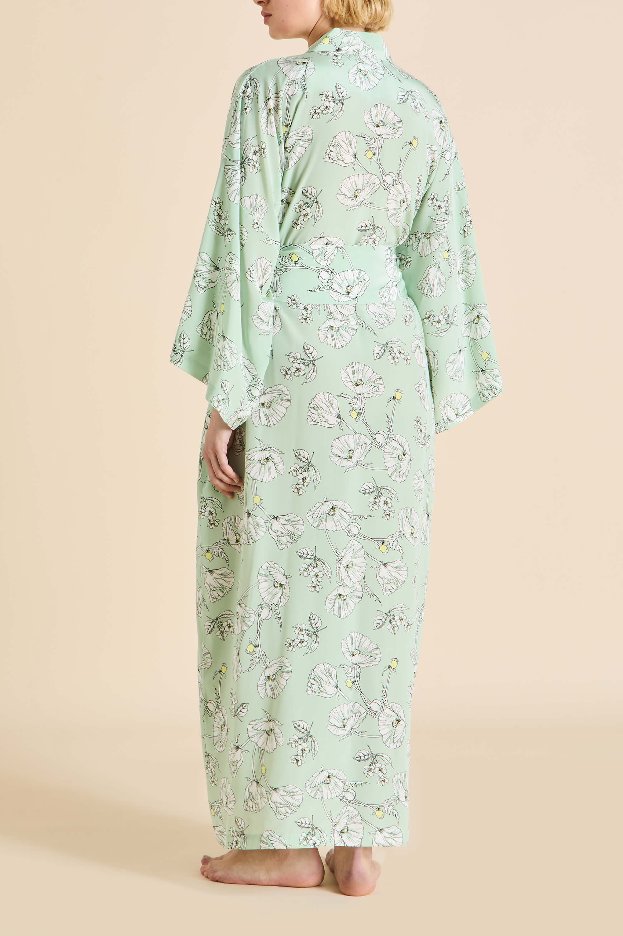 Queenie Delfina Green Floral Robe in Silk Crêpe de Chine - Image 5