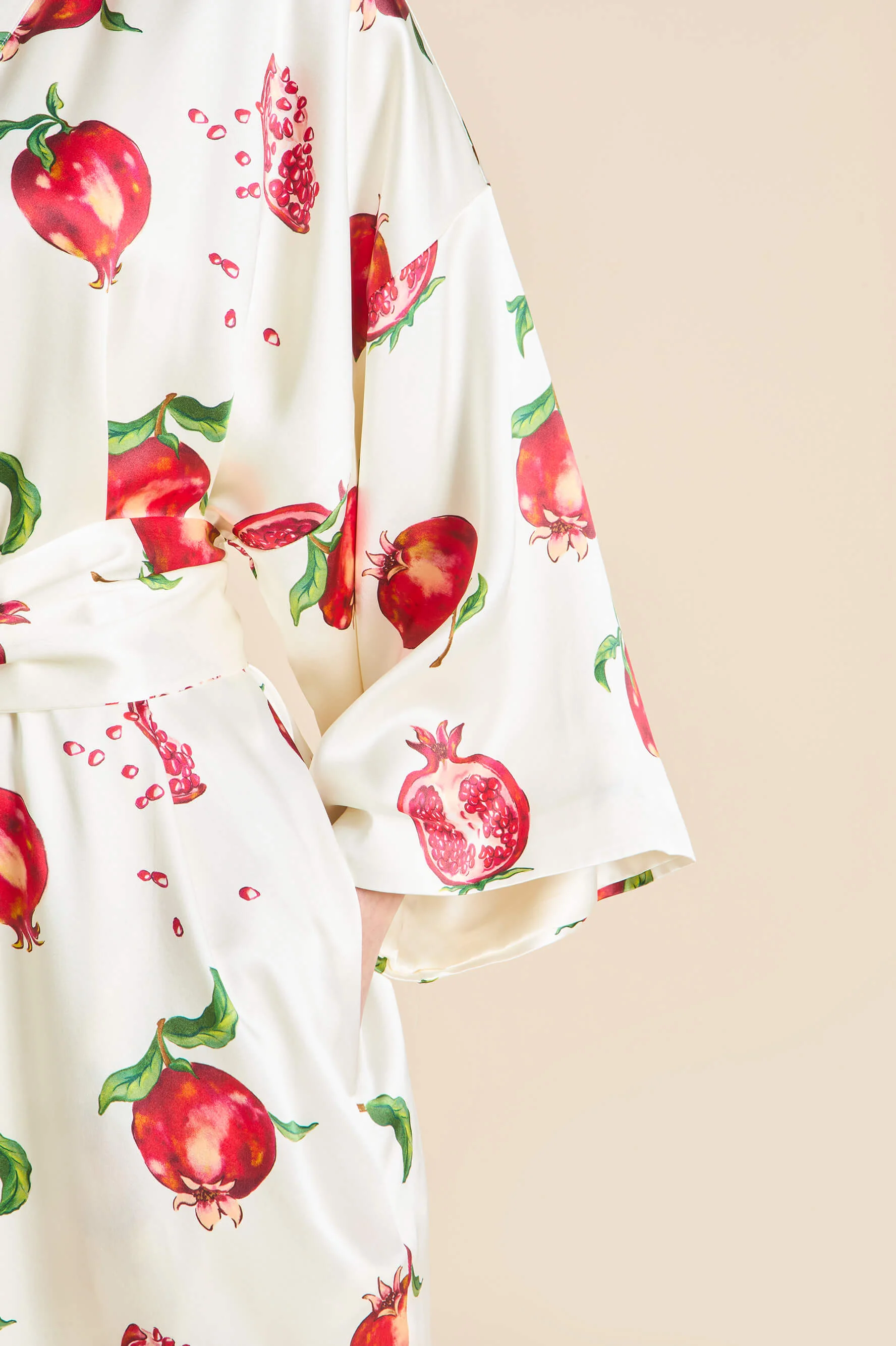 Queenie Allegra Ivory Pomegranate Robe in Silk Satin - Image 4