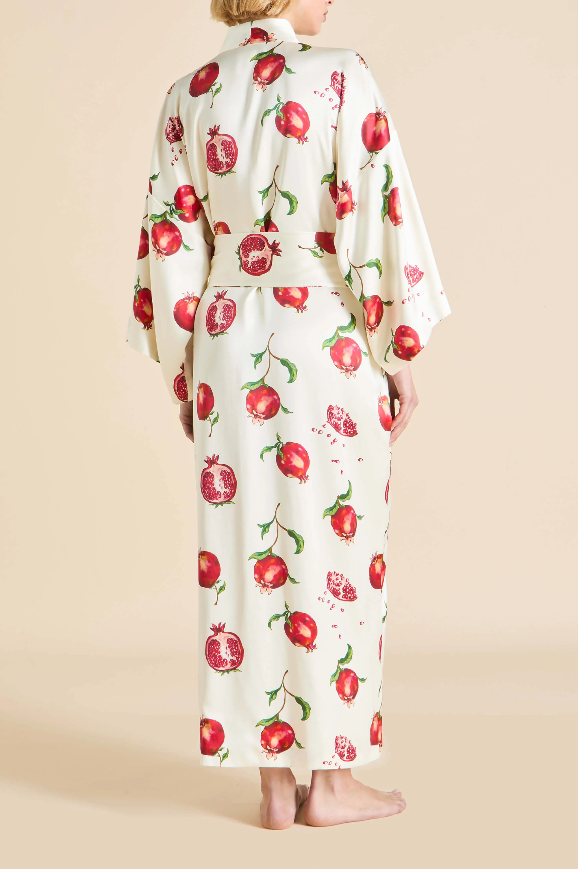 Queenie Allegra Ivory Pomegranate Robe in Silk Satin - Image 5