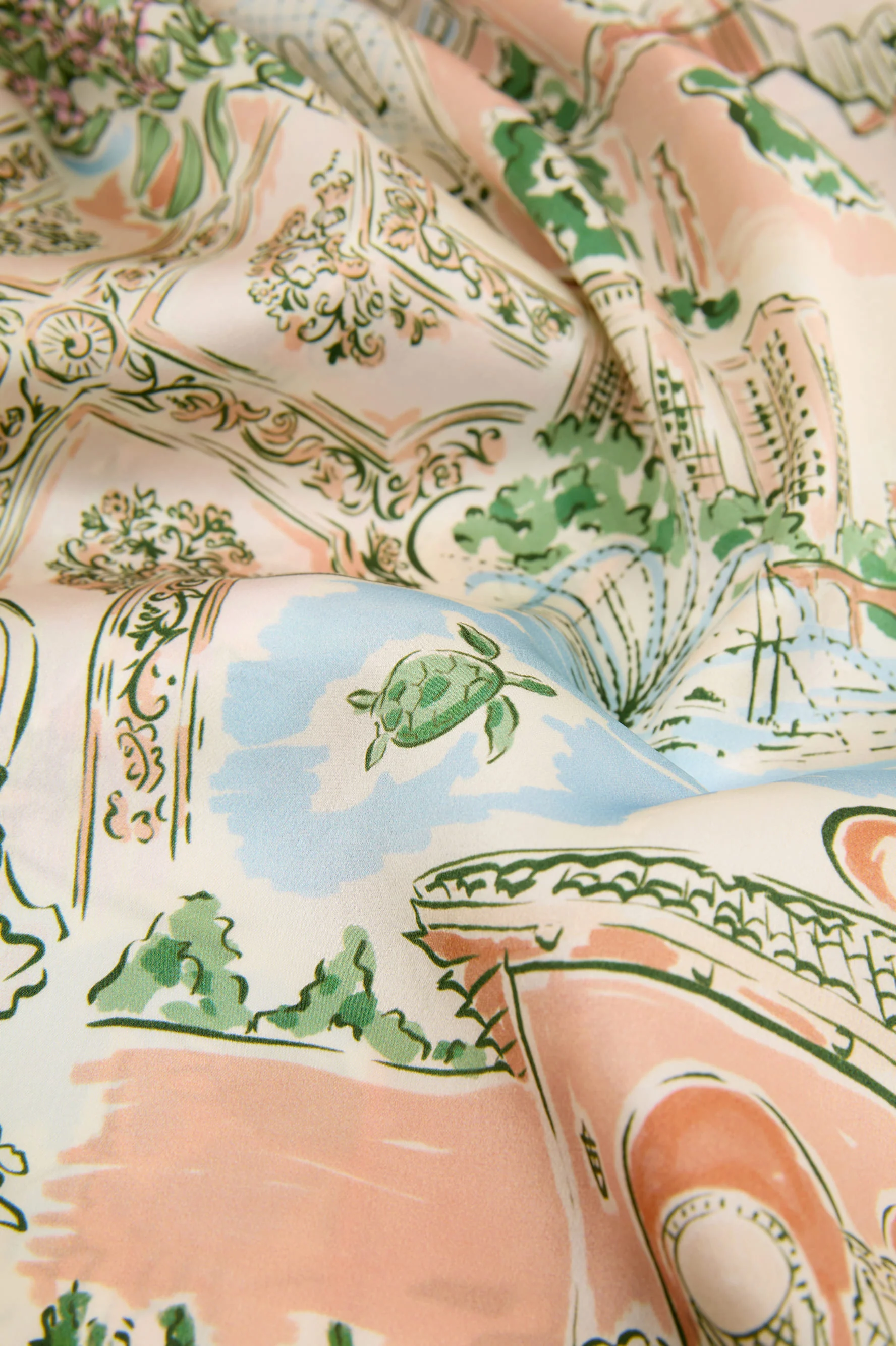 Queenie Mansion Peach Landscape Robe in Silk Satin - Image 4