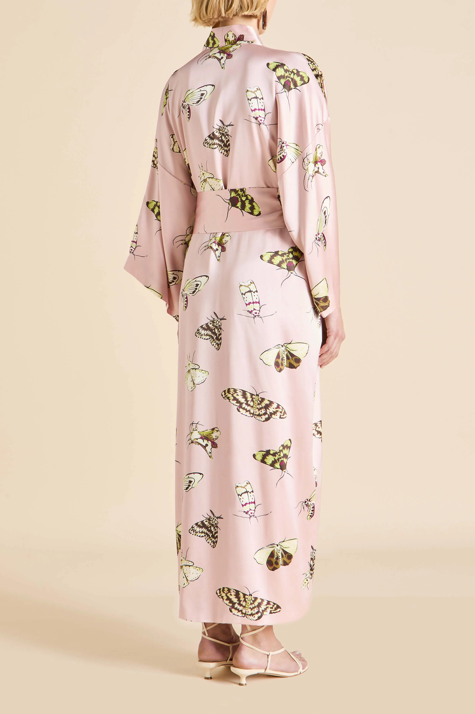 Queenie Elda Pink Moth Robe in Silk Satin - Image 5