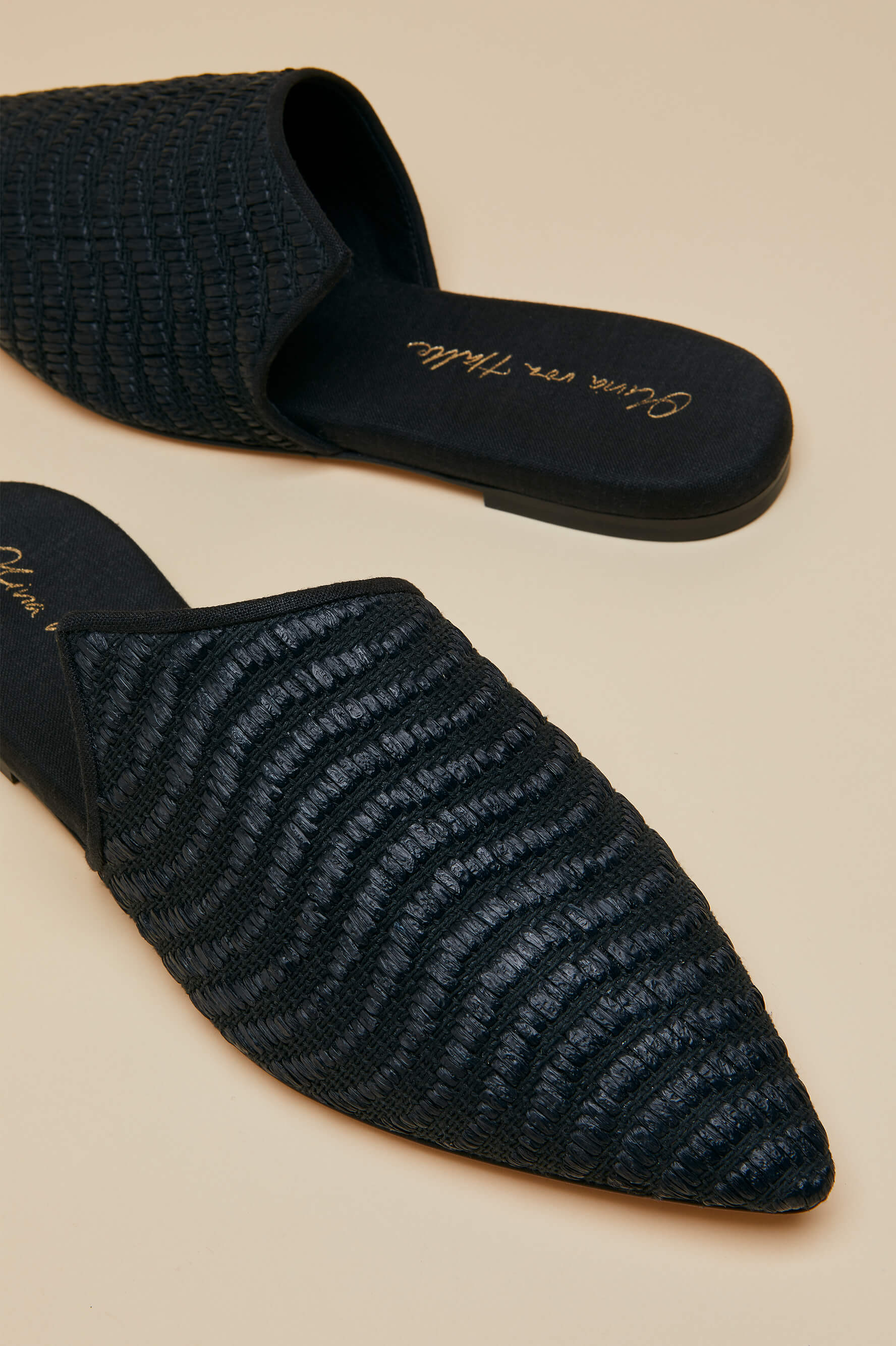 Contessa Casati Black Slippers in Raffia - Image 3