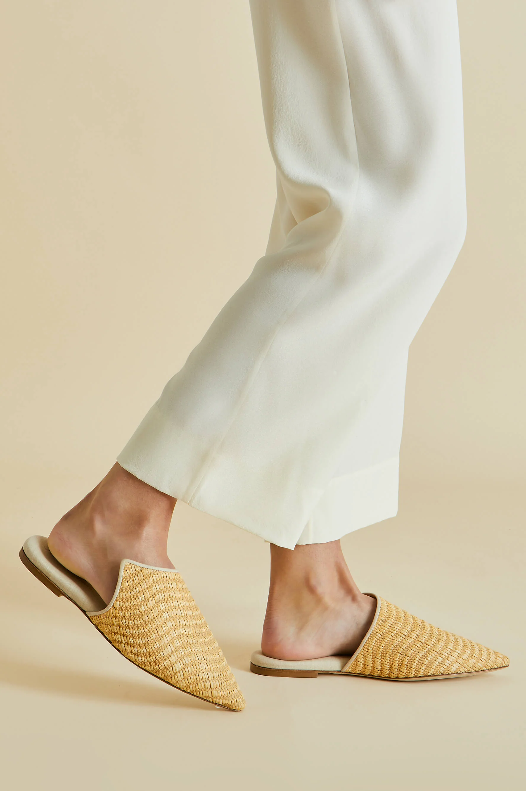 Contessa Roscoe Beige Slippers in Raffia - Image 5