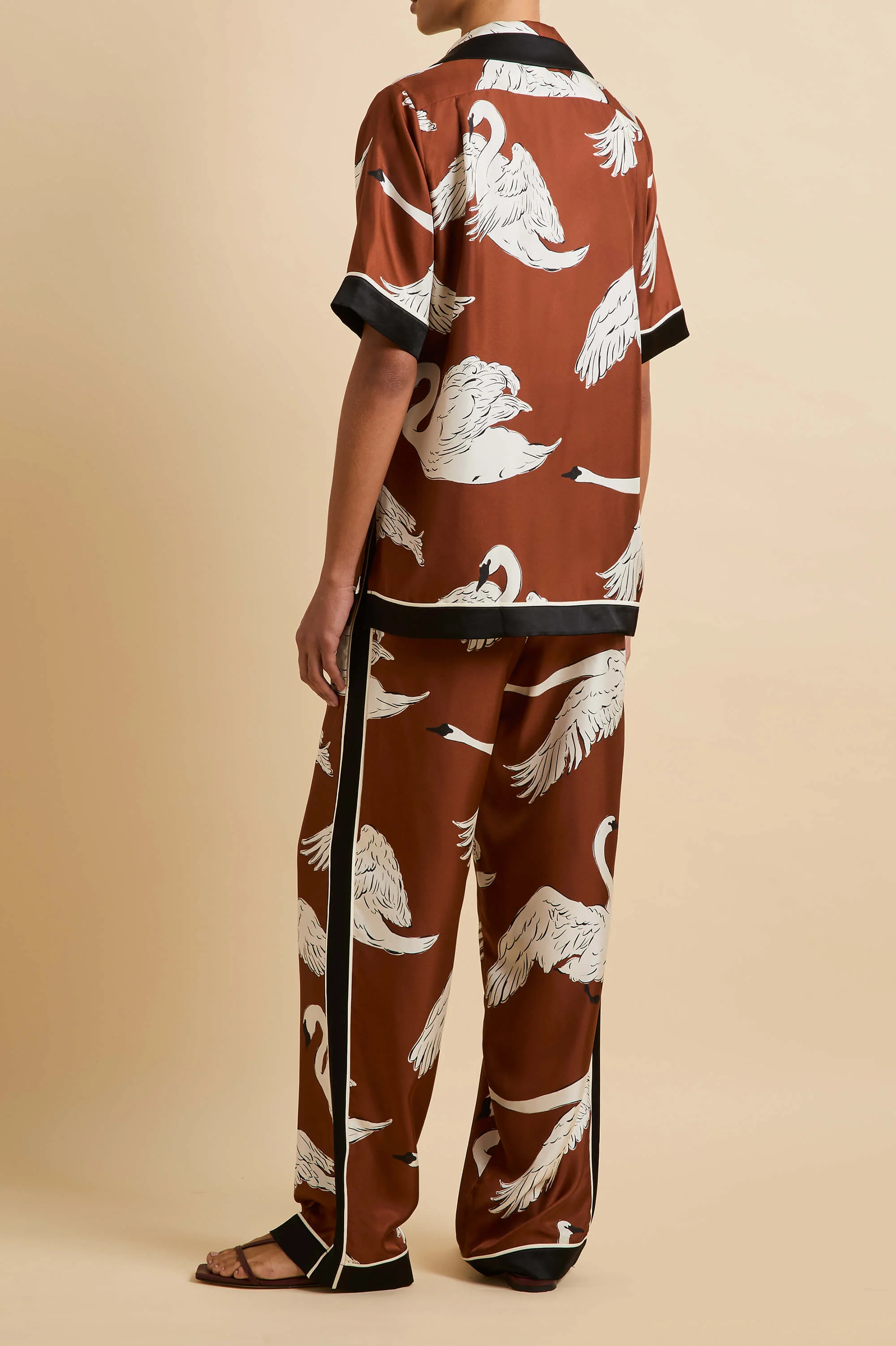 Tilda Inés Brown Swan Pyjamas in Silk Twill - Image 5