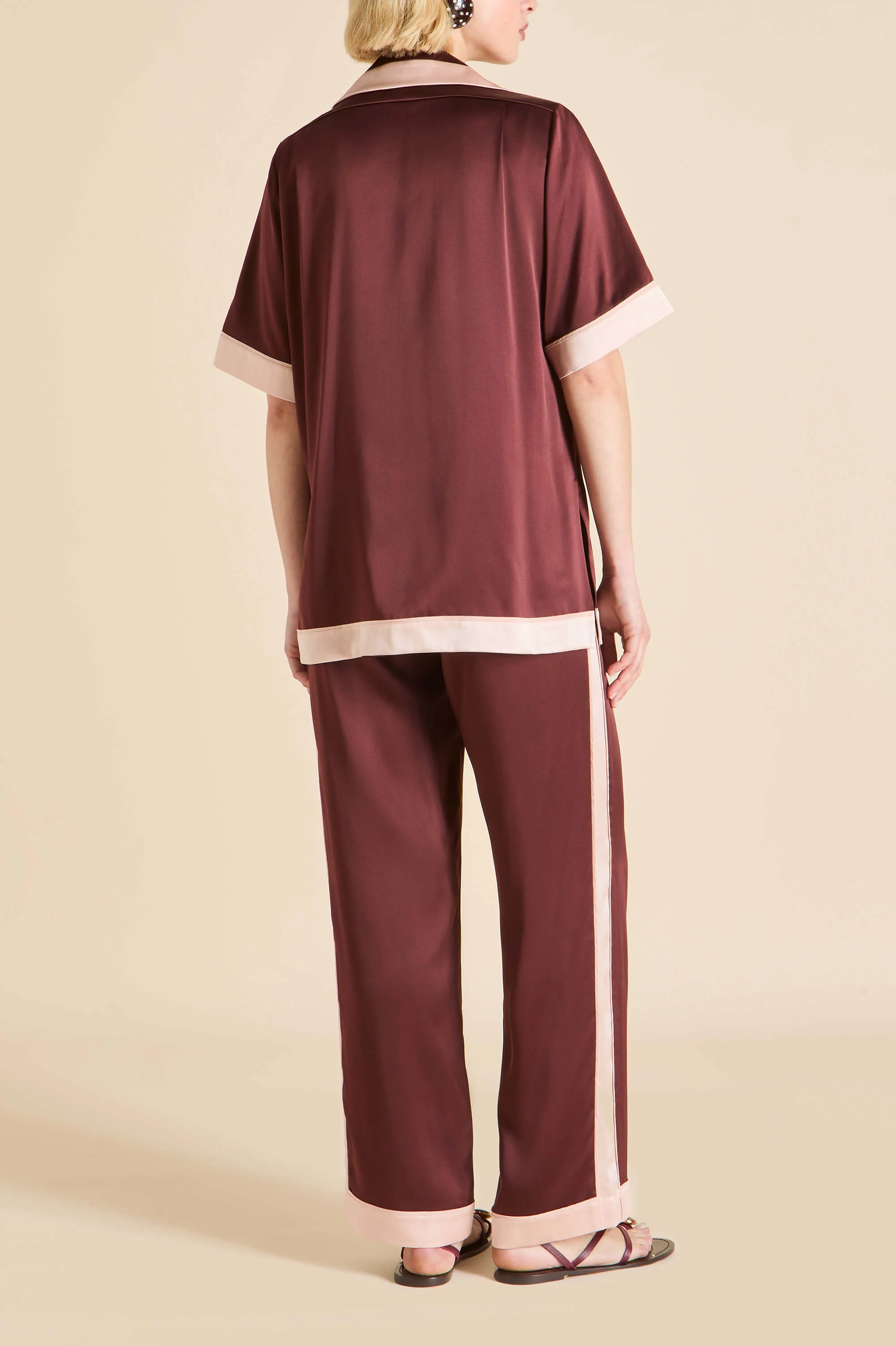 Tilda Bordeaux Burgundy Pyjamas in Silk Satin - Image 5