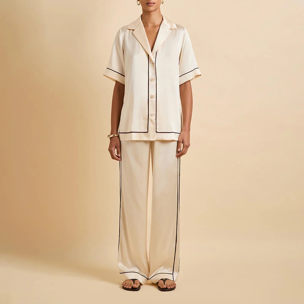 Tilda Bone Cream Pyjamas in Silk Satin - Image 2