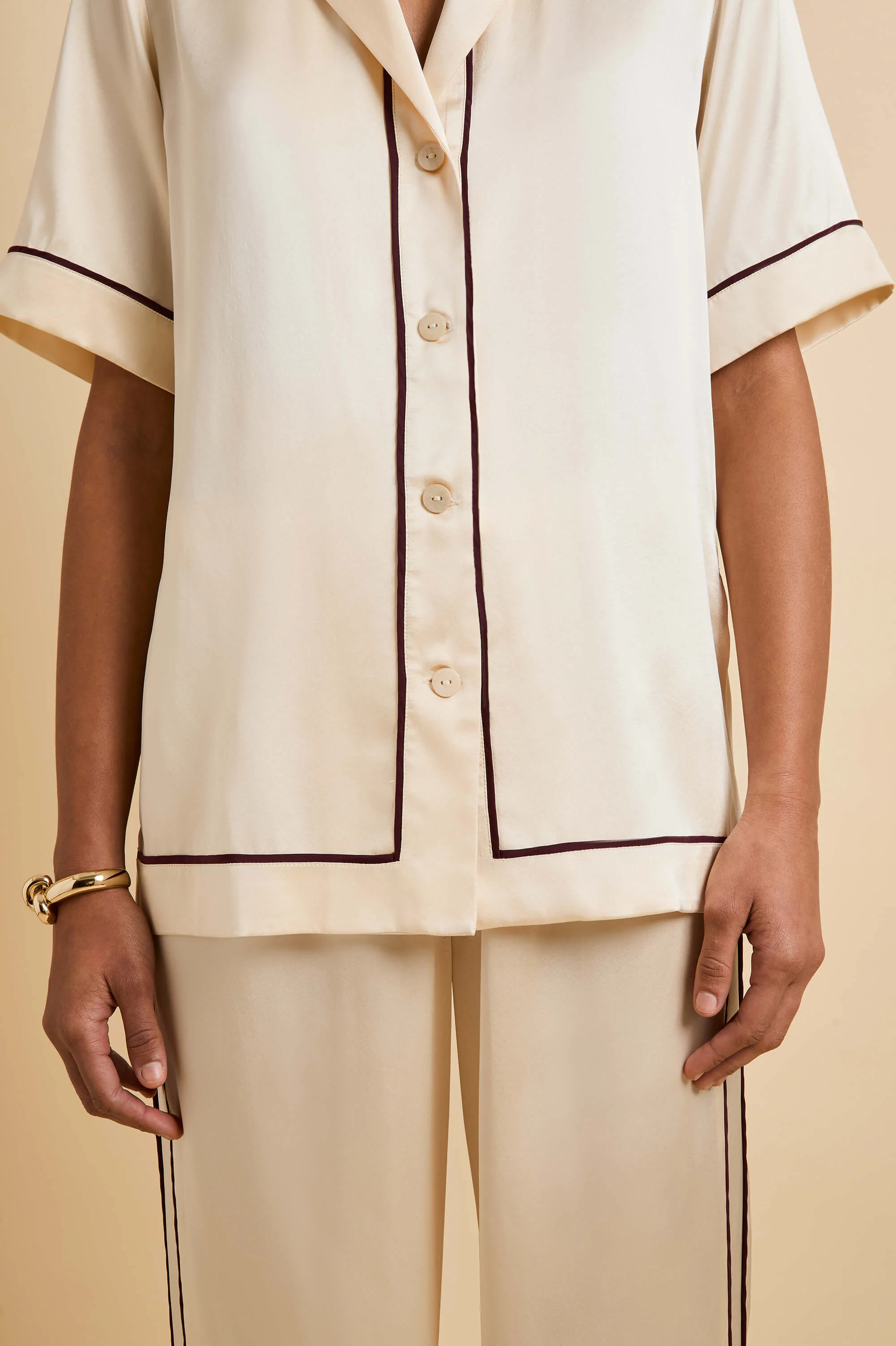 Tilda Bone Cream Pyjamas in Silk Satin - Image 4