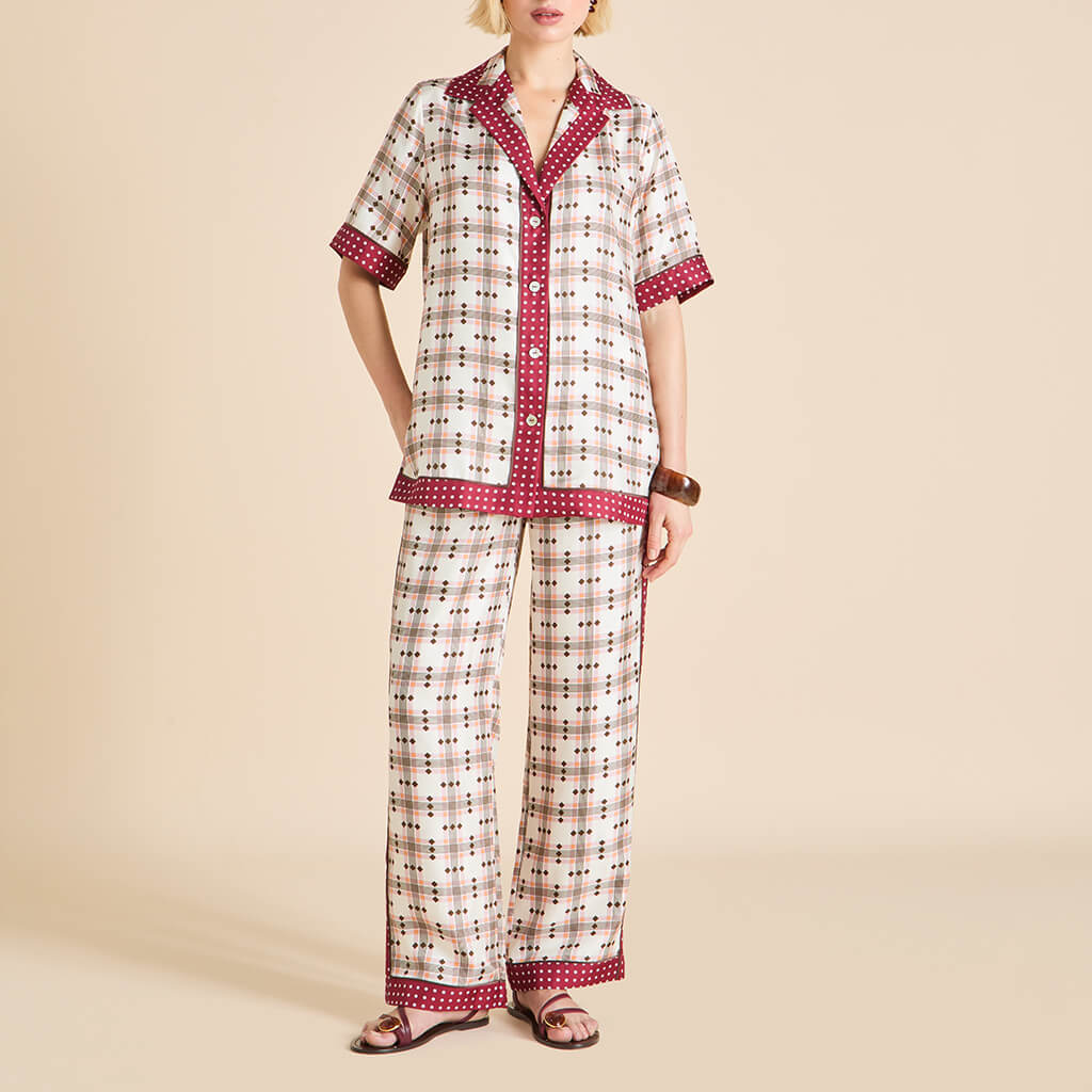 Tilda Cipriani Ivory Geometric Pyjamas in Silk Twill - Image 2