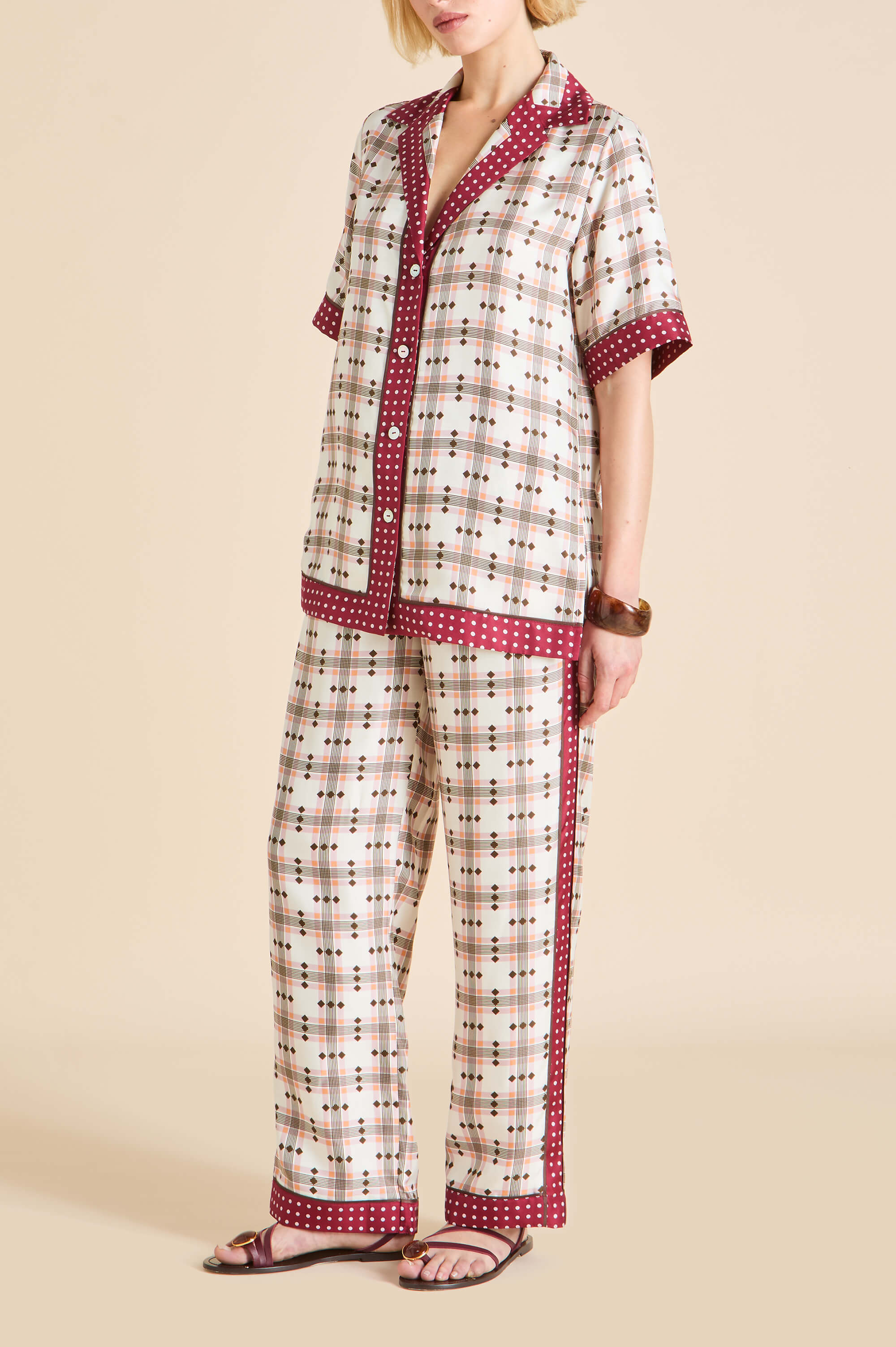 Tilda Cipriani Ivory Geometric Pyjamas in Silk Twill - Image 4