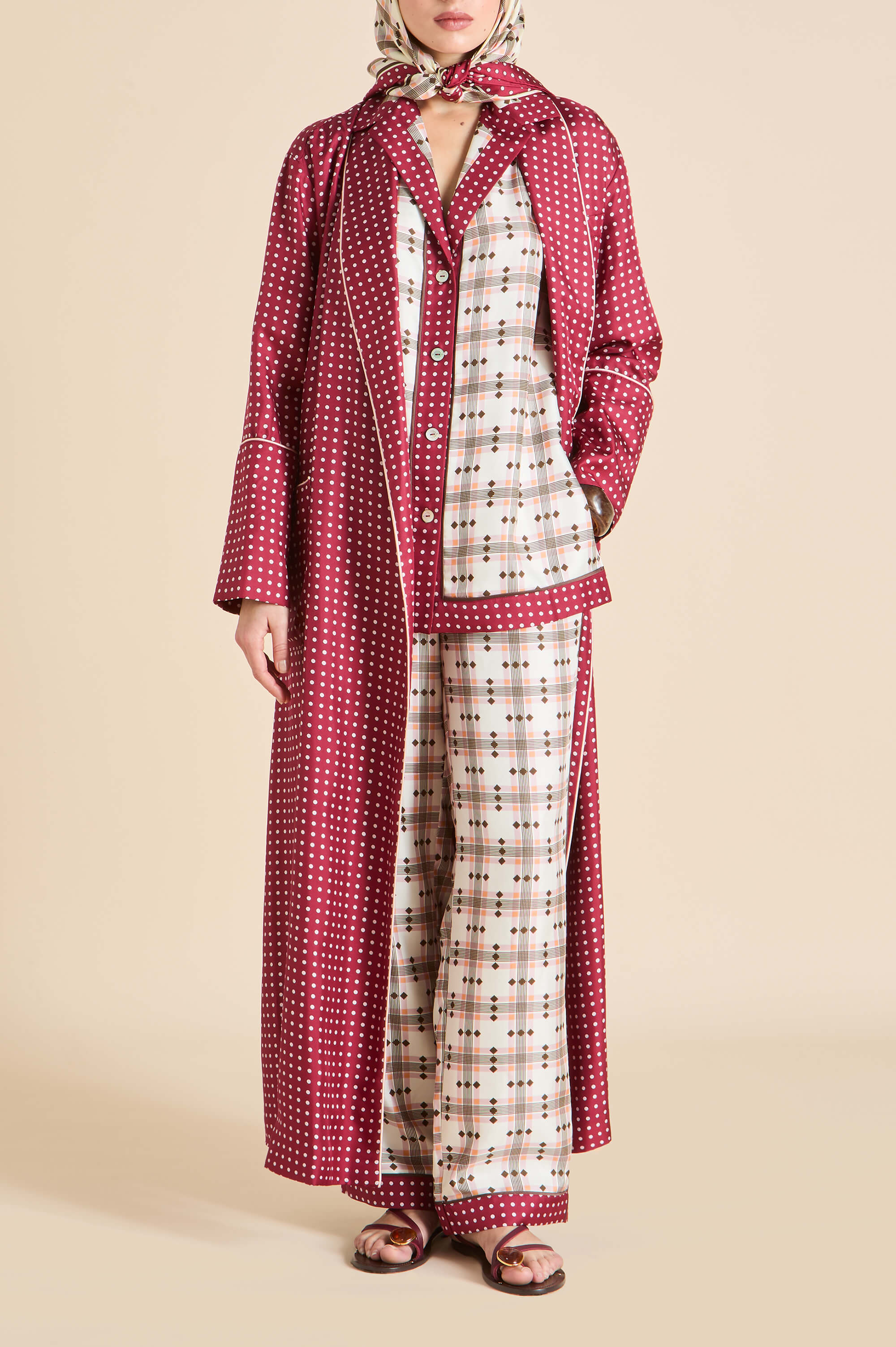 Tilda Cipriani Ivory Geometric Pyjamas in Silk Twill - Image 5