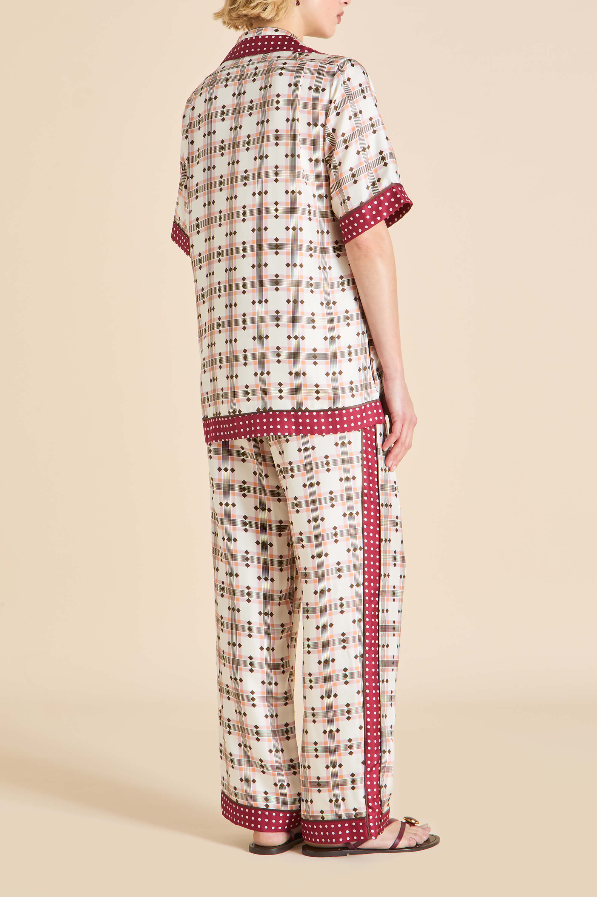 Tilda Cipriani Ivory Geometric Pyjamas in Silk Twill - Image 6