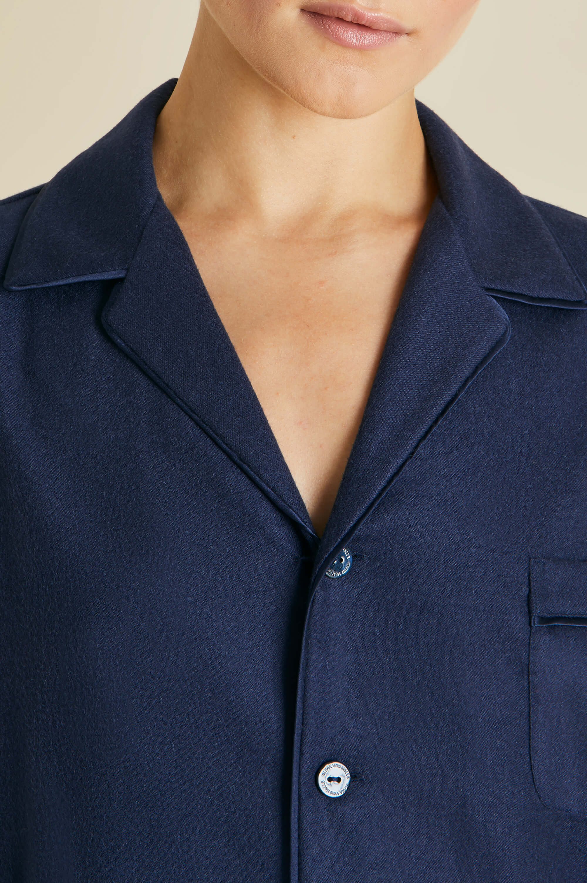 Vanderbilt Osaka Navy Pyjamas in Cashmere - Image 3
