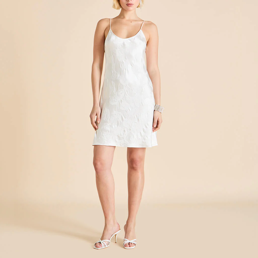 Venus Liliana Ivory Floral Slip Dress in Silk Jacquard - Image 2
