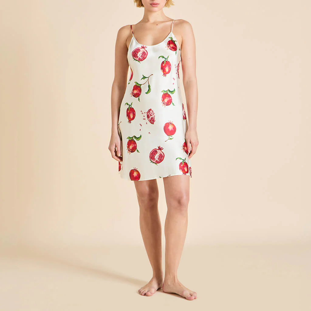 Venus Allegra Ivory Pomegranate Slip Dress in Silk Satin - Image 2