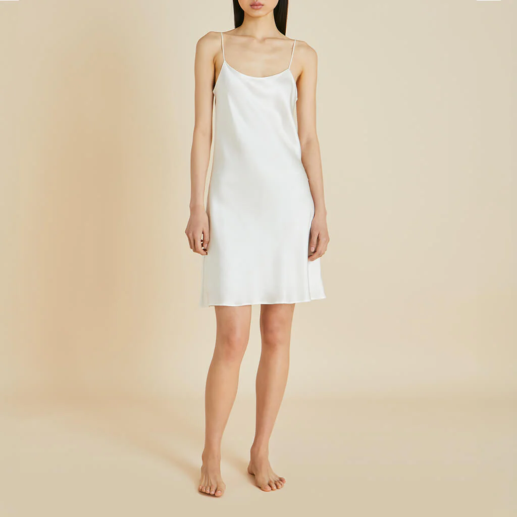Venus Ivory Slip Dress in Silk Satin - Image 2