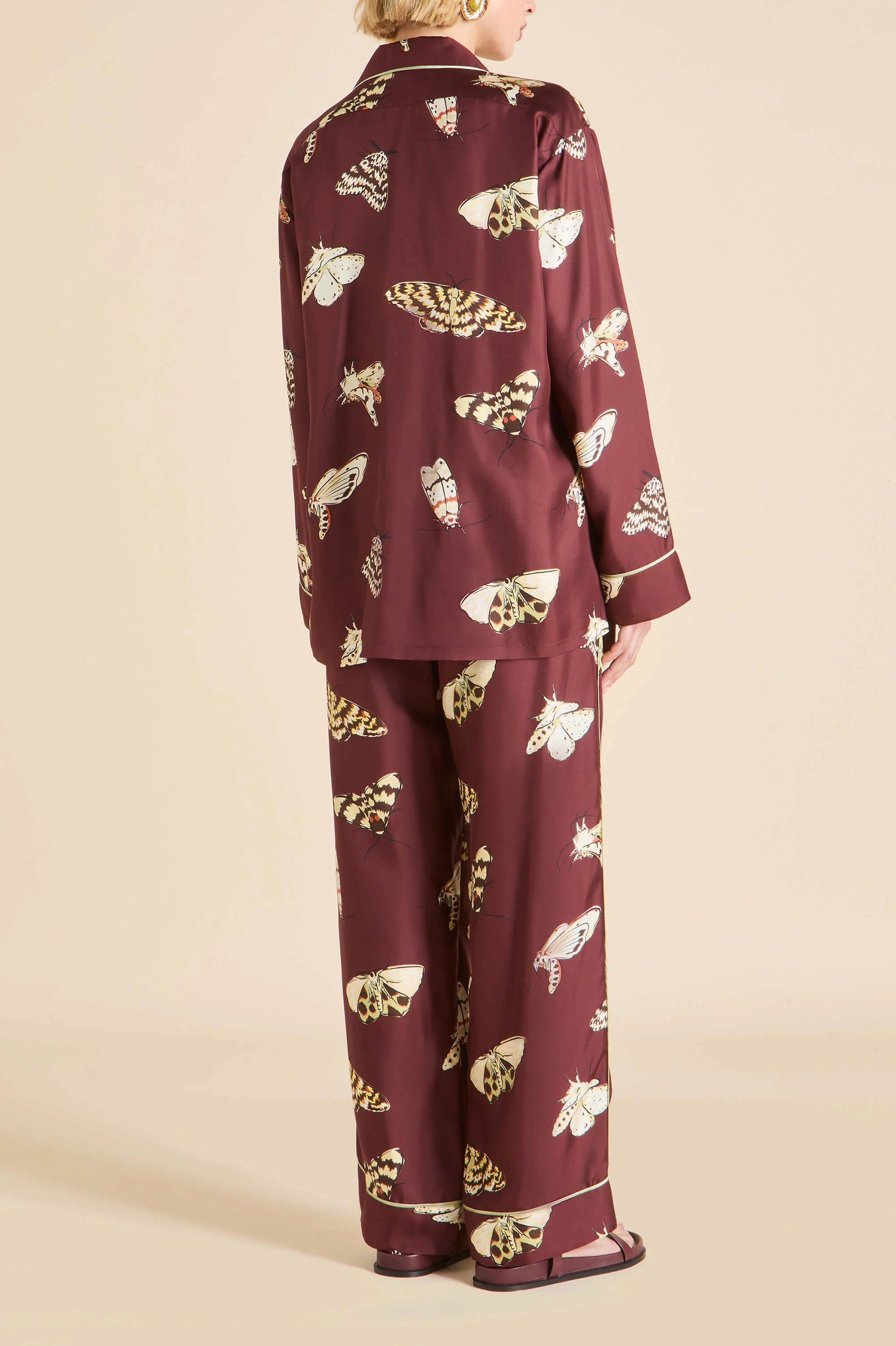 Yves Ettore Brown Moth Pyjamas in Silk Twill - Image 5