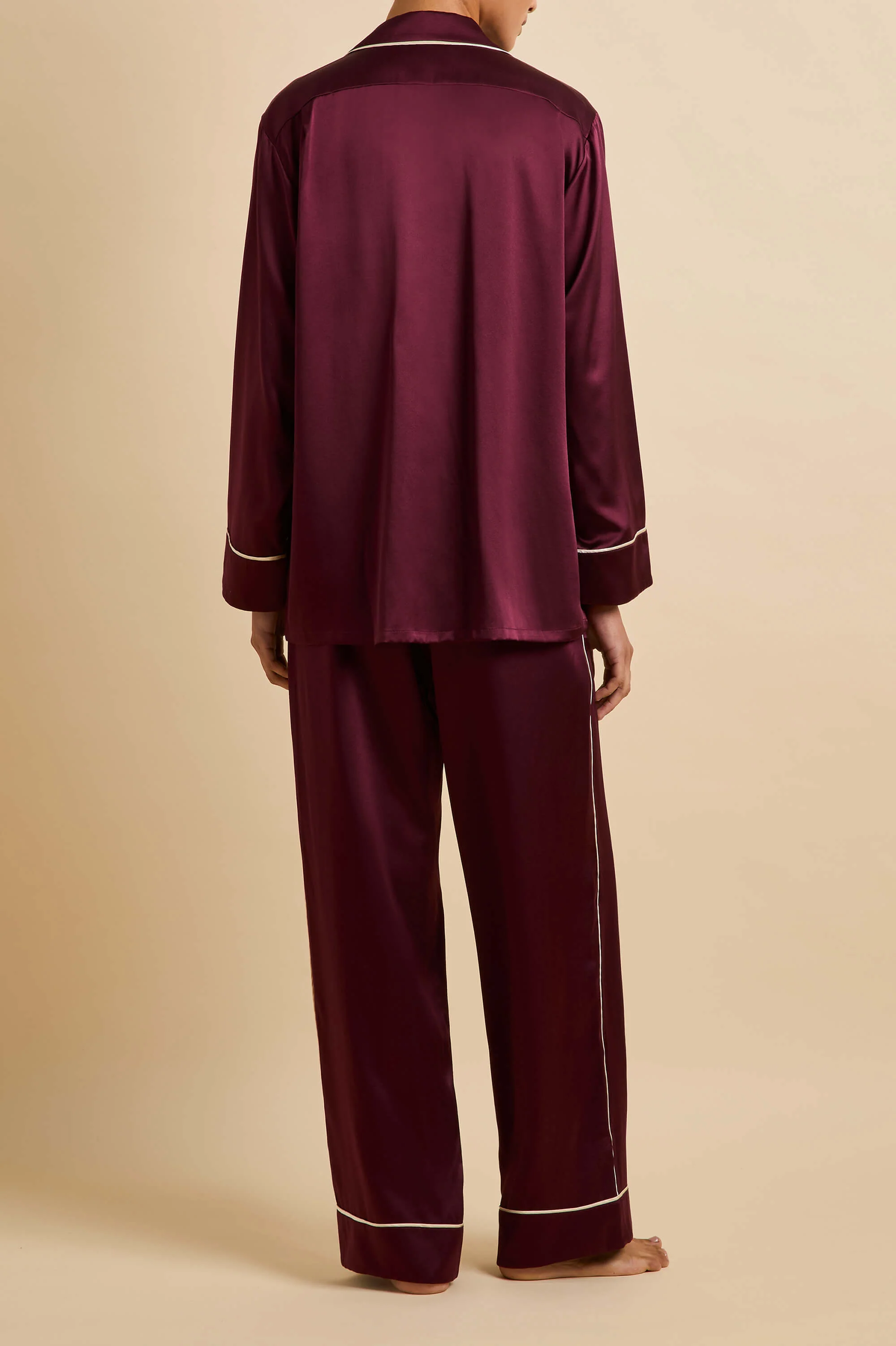 Yves Burgundy Pyjamas in Silk Satin - Image 4