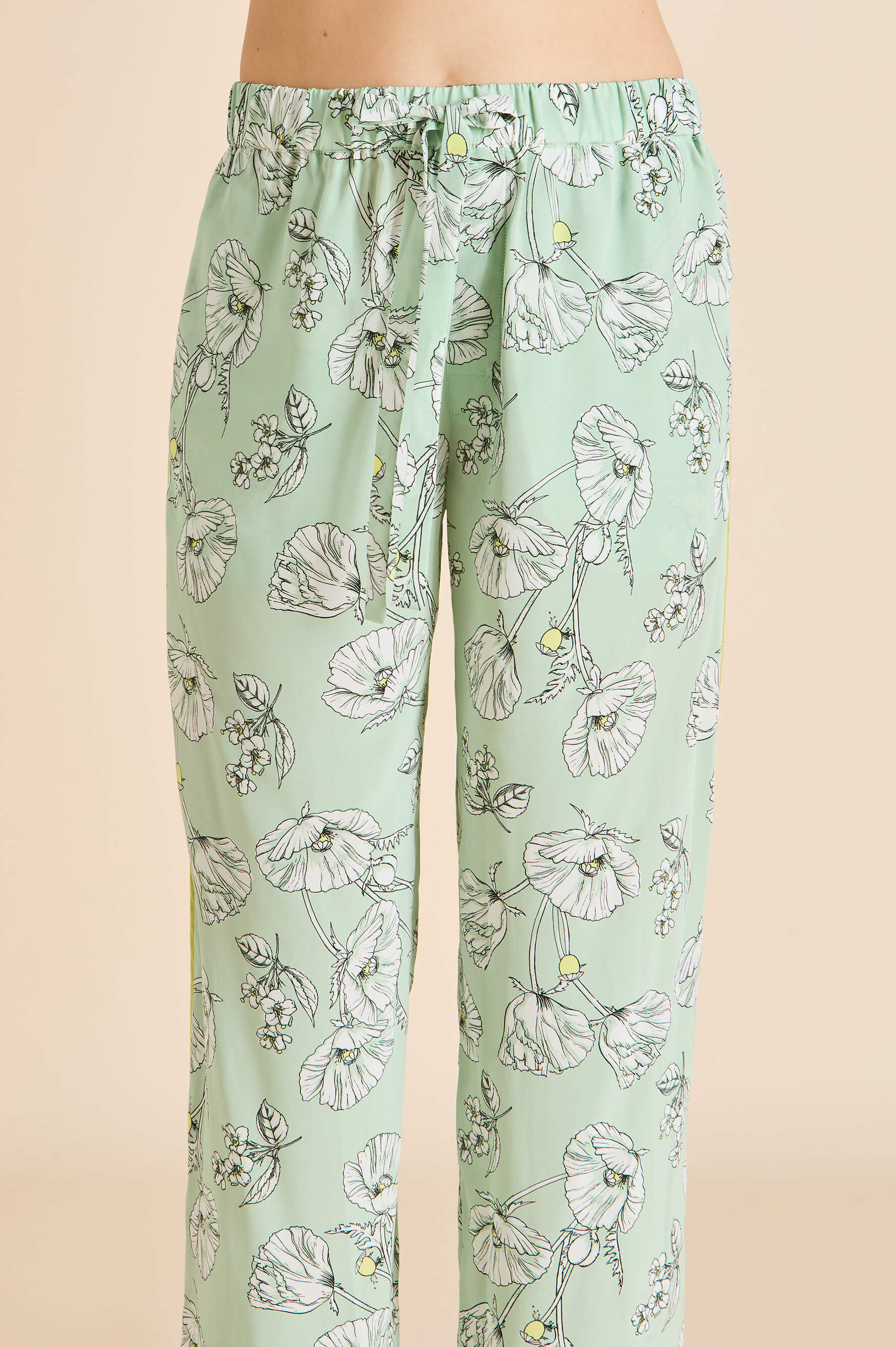 Yves Delfina Green Floral Pyjamas in Silk Crêpe de Chine - Image 6
