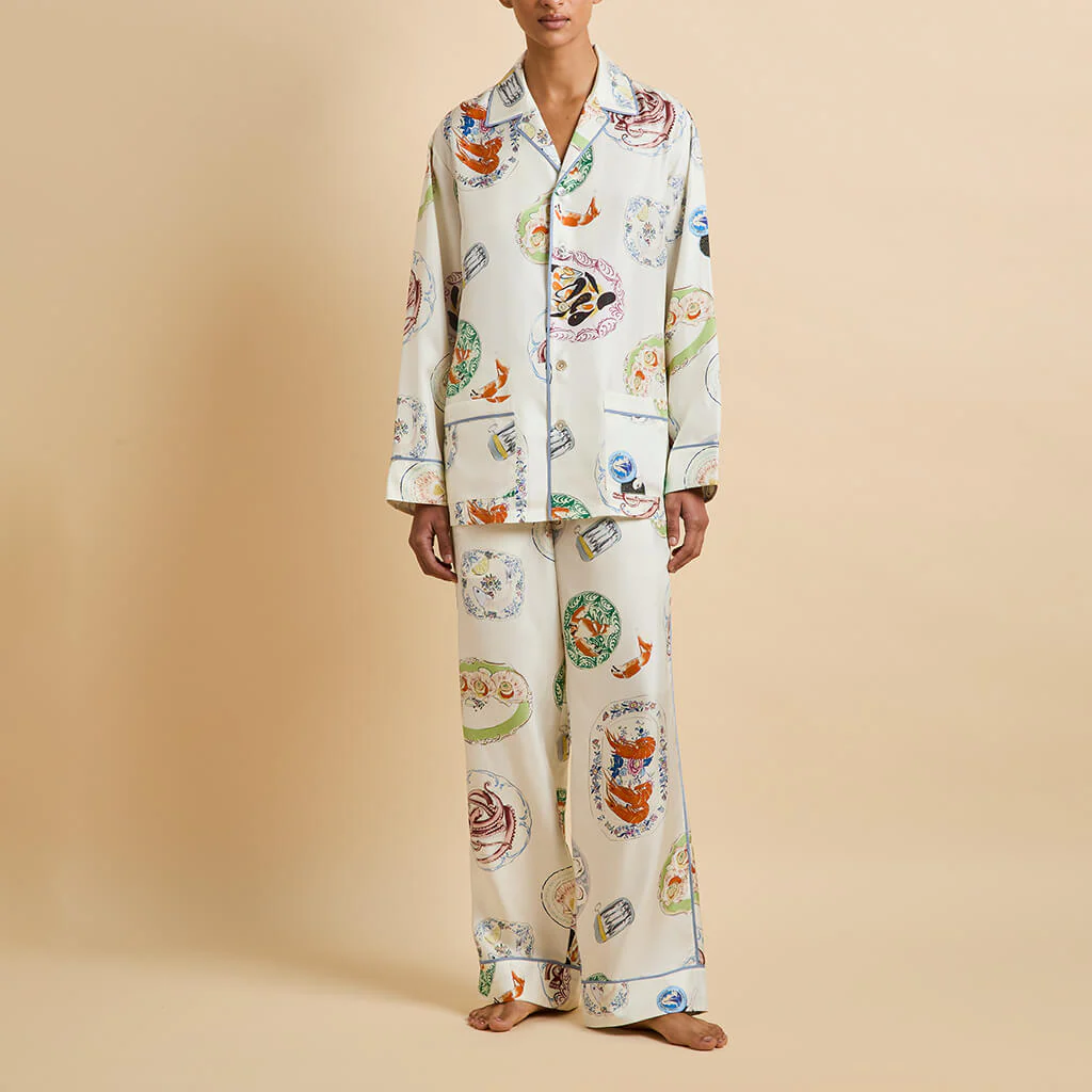 Yves Córdoba Ivory Seafood Pyjamas in Silk Twill - Image 2
