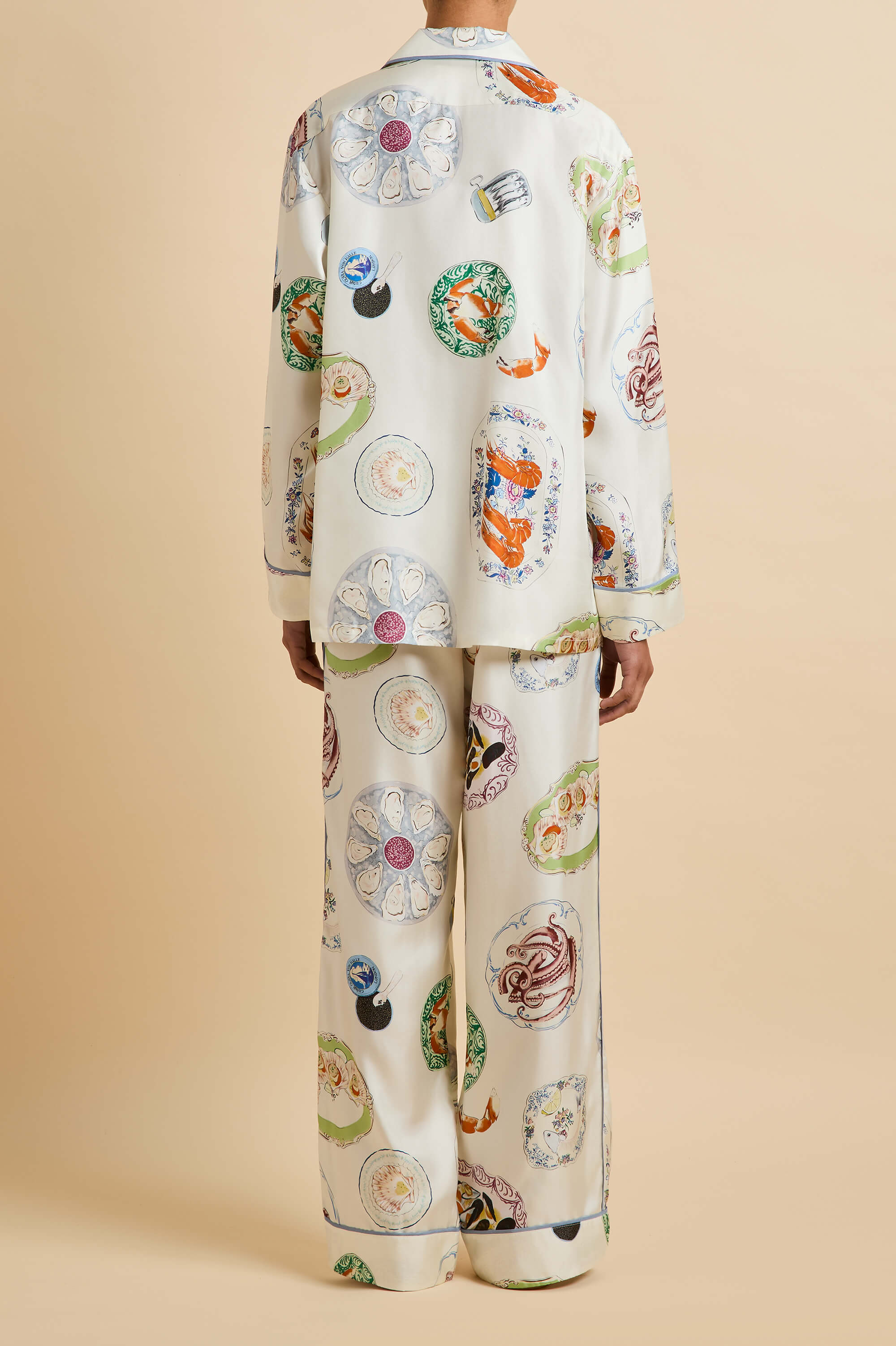 Yves Córdoba Ivory Seafood Pyjamas in Silk Twill - Image 4