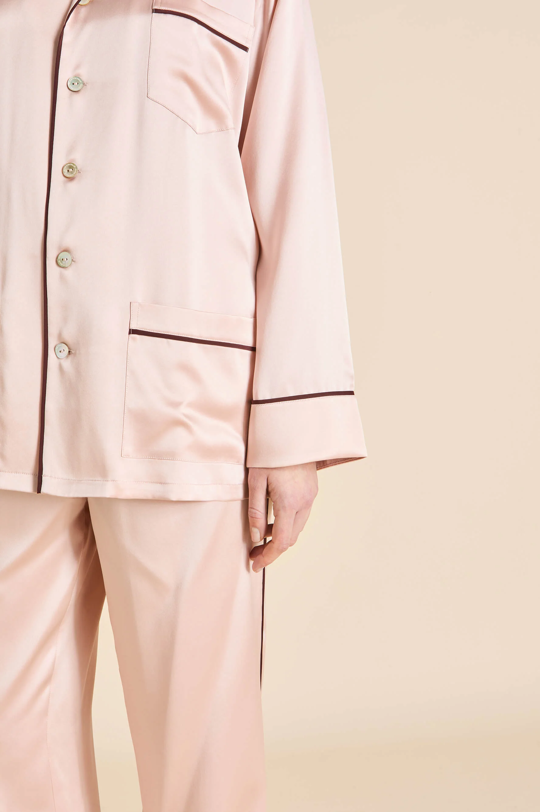 Yves Rose Pink Pyjamas in Silk Satin - Image 4