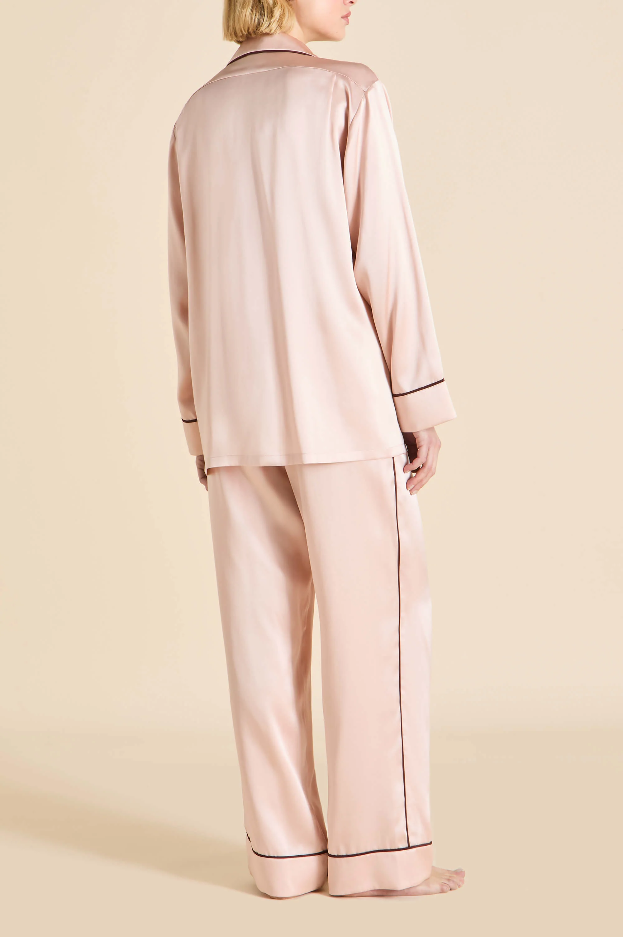 Yves Rose Pink Pyjamas in Silk Satin - Image 5