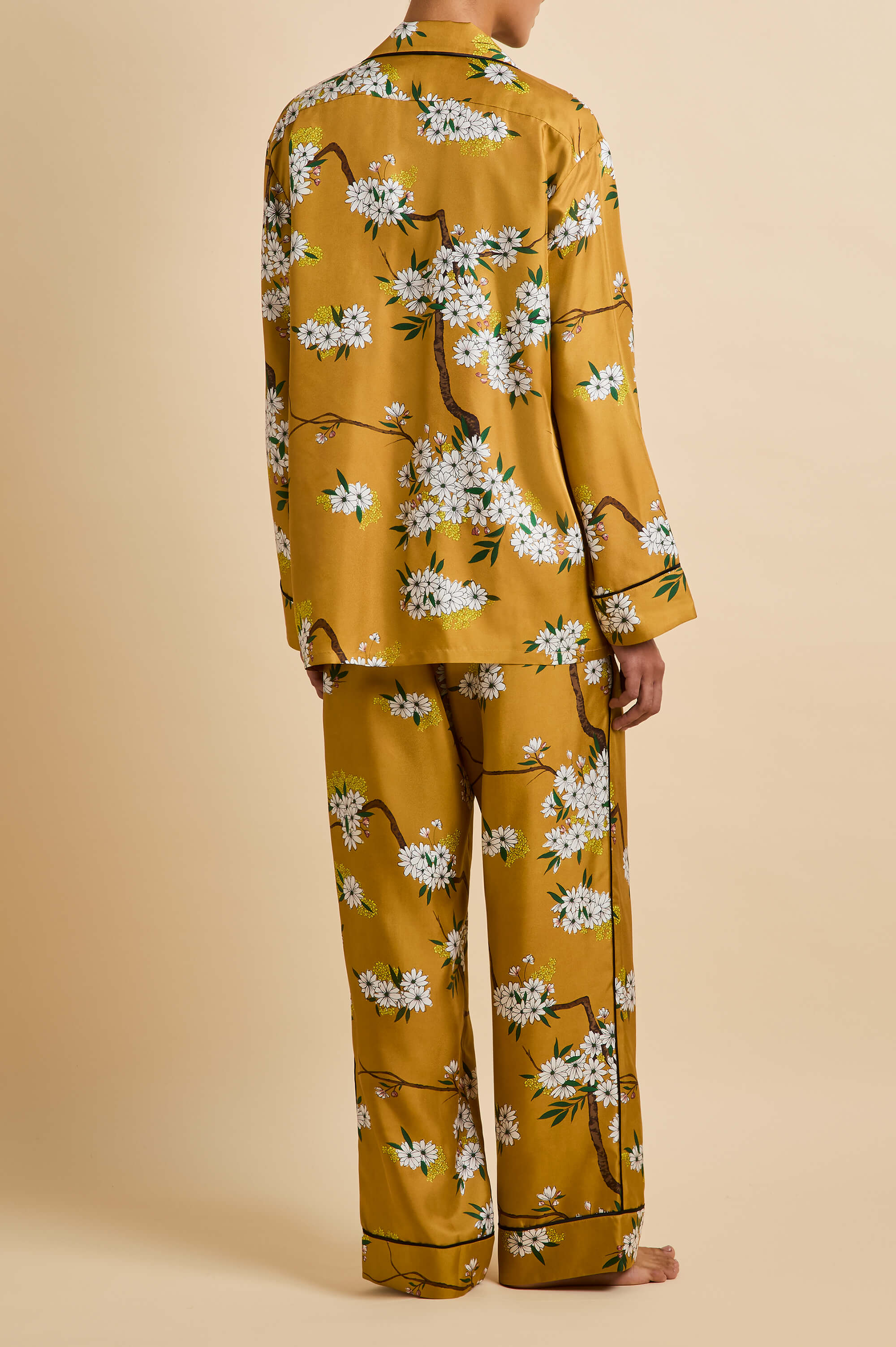 Yves Carmena Yellow Blossom Pyjamas in Silk Twill - Image 5