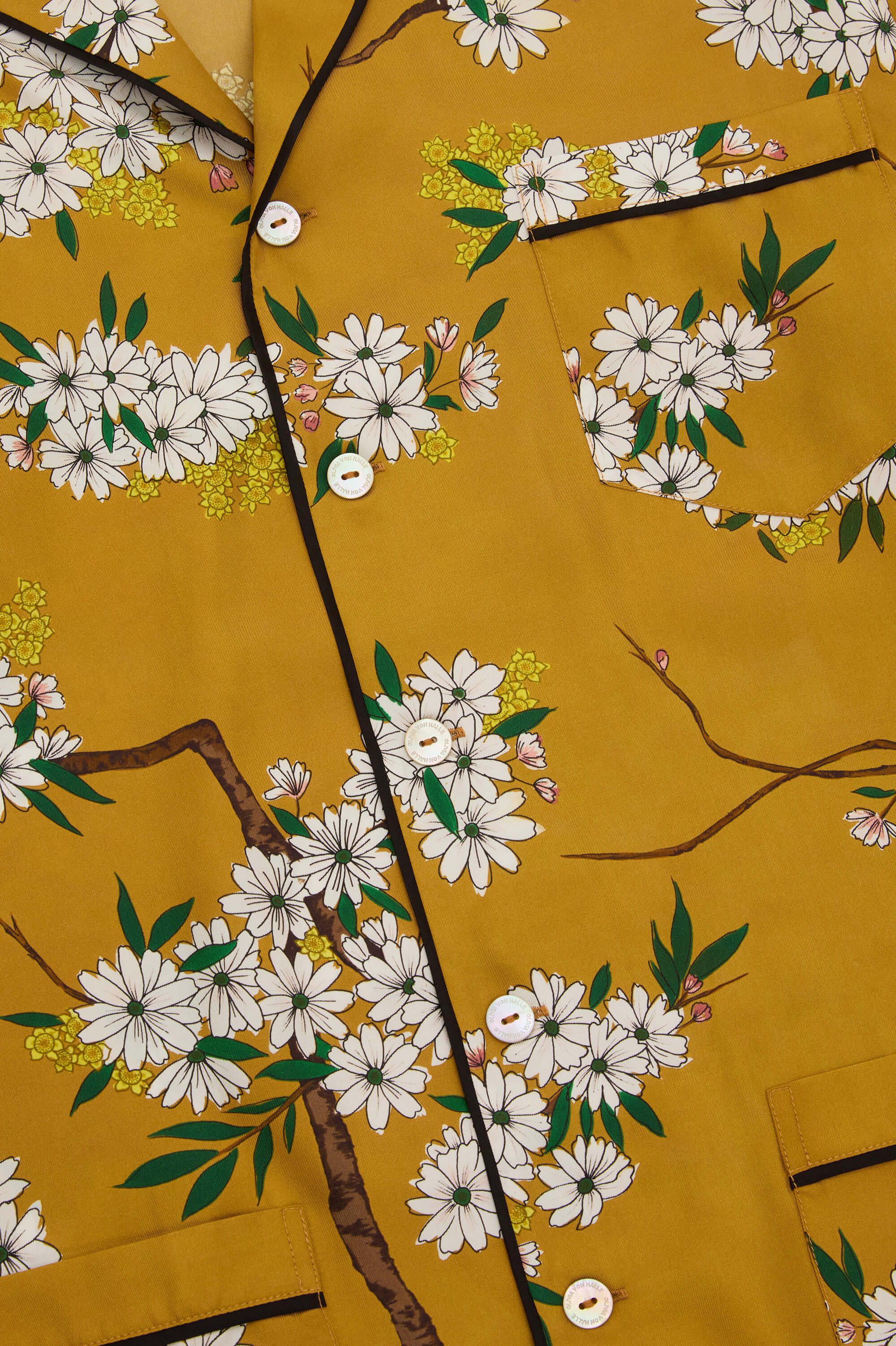 Yves Carmena Yellow Blossom Pyjamas in Silk Twill - Image 7
