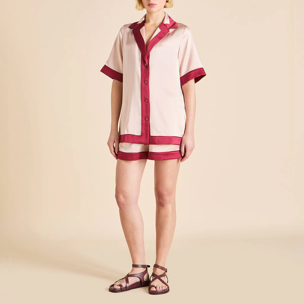 Zelda Rose Pink Pyjamas in Silk Satin - Image 2