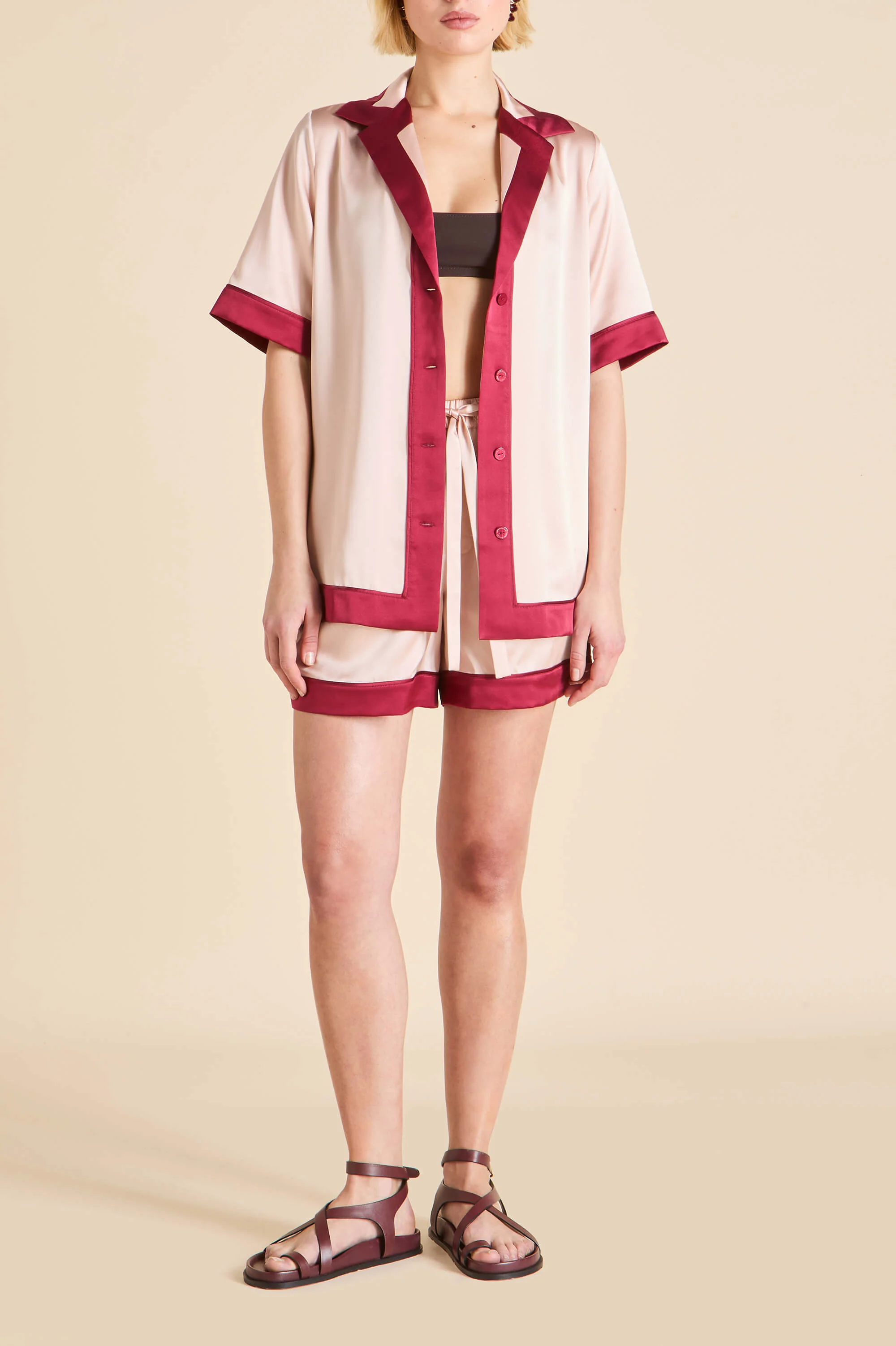 Zelda Rose Pink Pyjamas in Silk Satin - Image 4